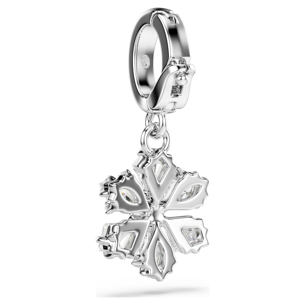 Swarovski Idyllia charm Mixed cuts, Snowflake, White, Rhodium plated