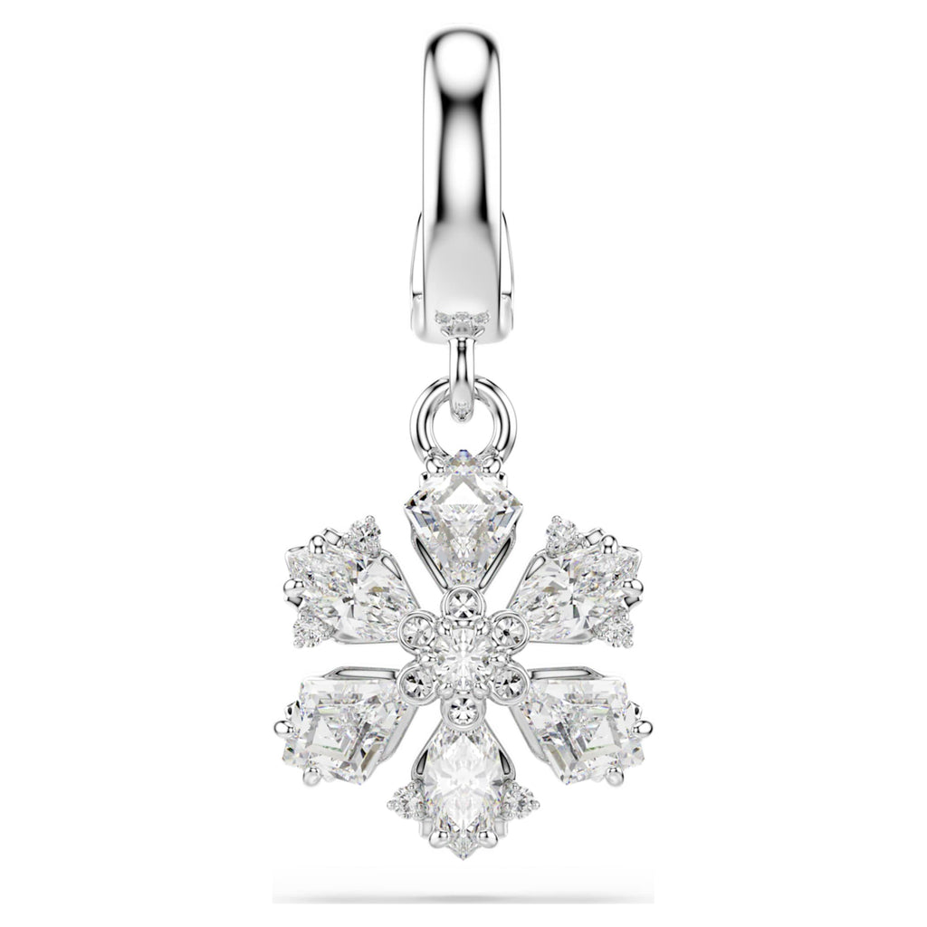 Swarovski Idyllia charm Mixed cuts, Snowflake, White, Rhodium plated