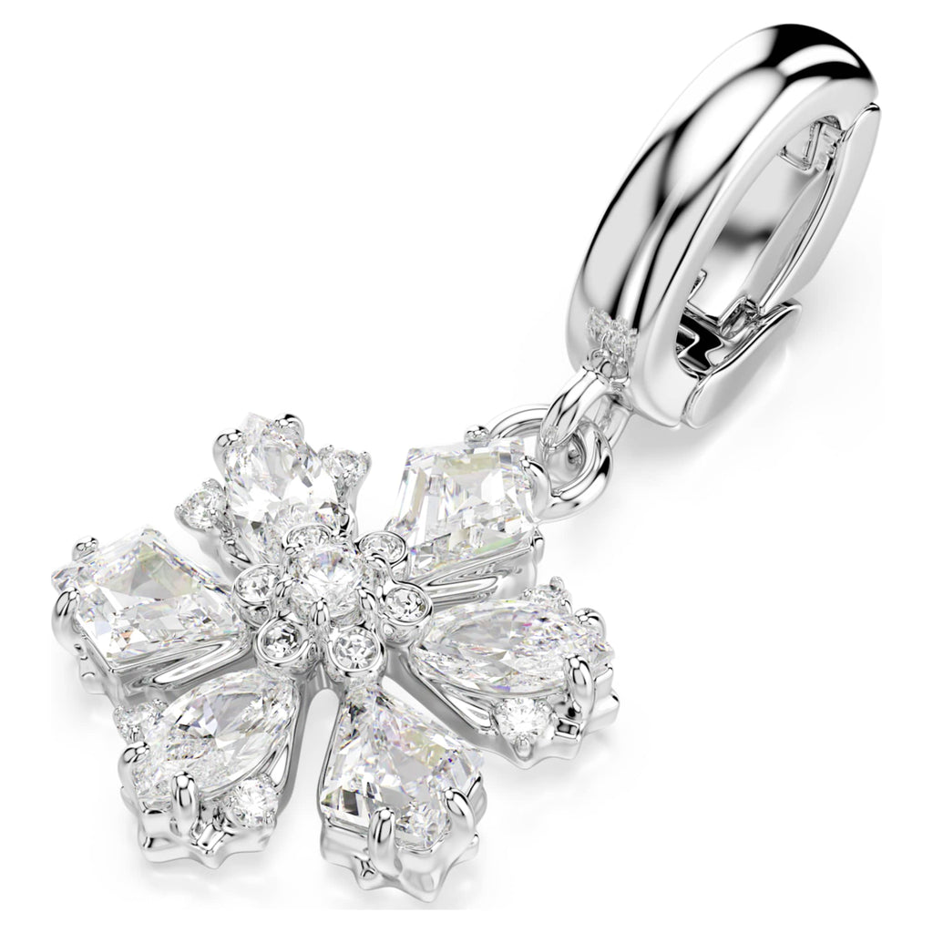 Swarovski Idyllia charm Mixed cuts, Snowflake, White, Rhodium plated
