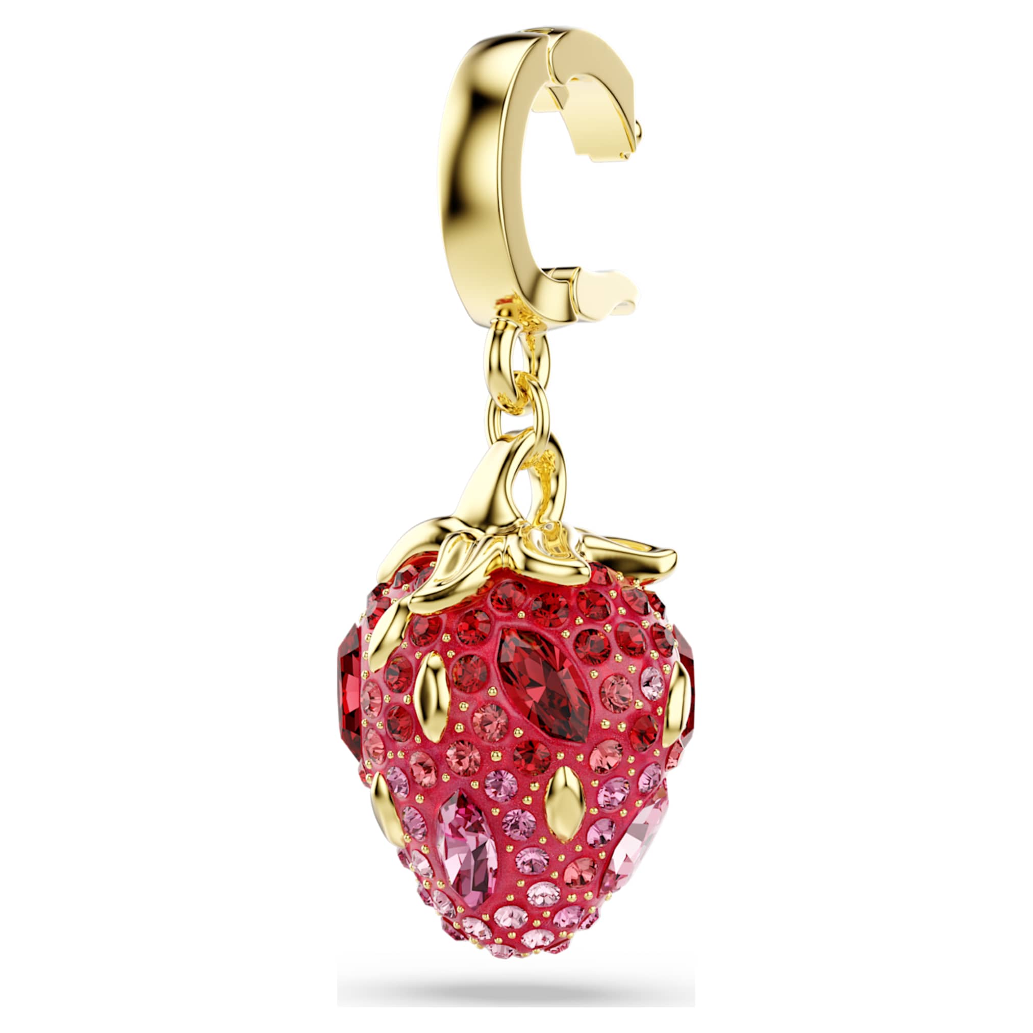 Swarovski Idyllia charm Mixed cuts, Strawberry, Red, 18K gold finish