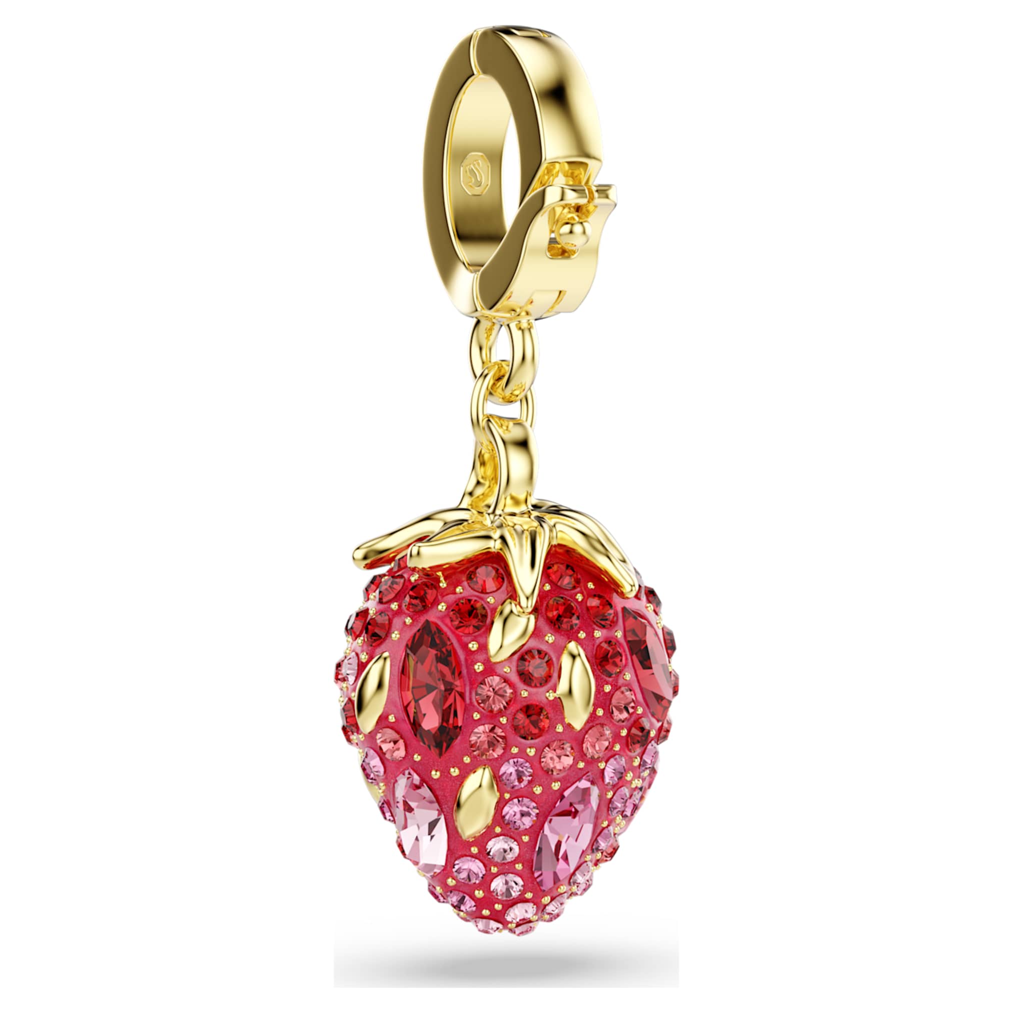 Swarovski Idyllia charm Mixed cuts, Strawberry, Red, 18K gold finish