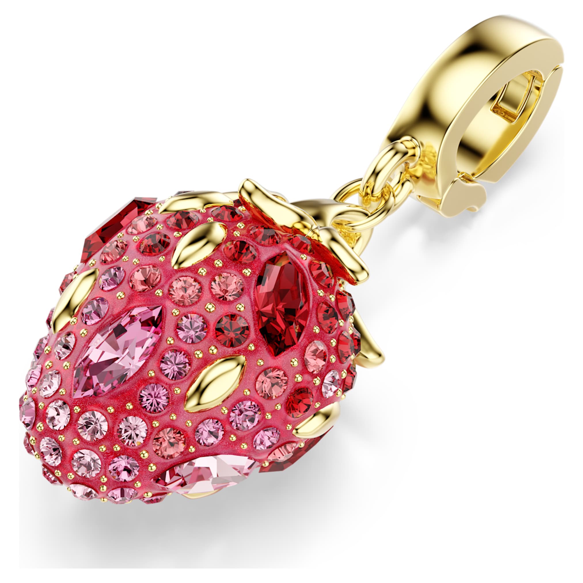 Swarovski Idyllia charm Mixed cuts, Strawberry, Red, 18K gold finish