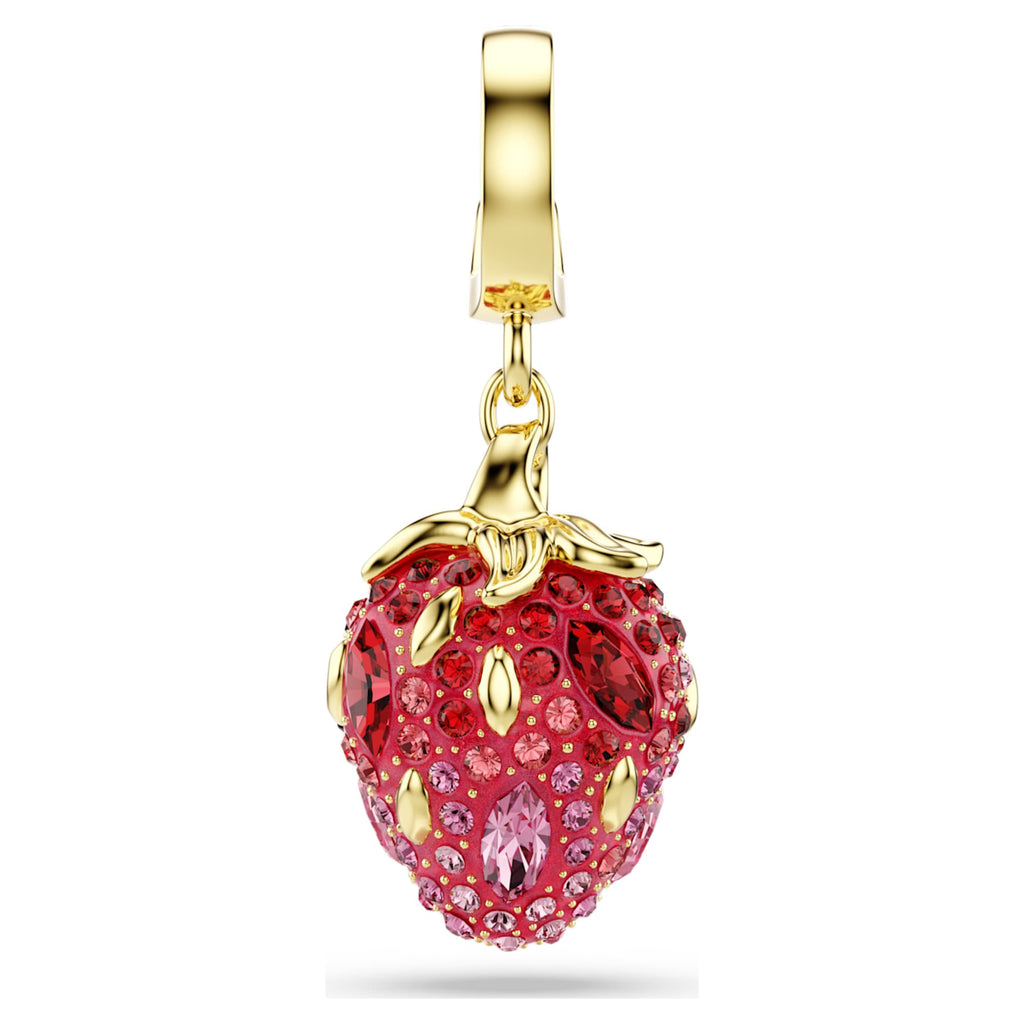 Swarovski Idyllia charm Mixed cuts, Strawberry, Red, 18K gold finish