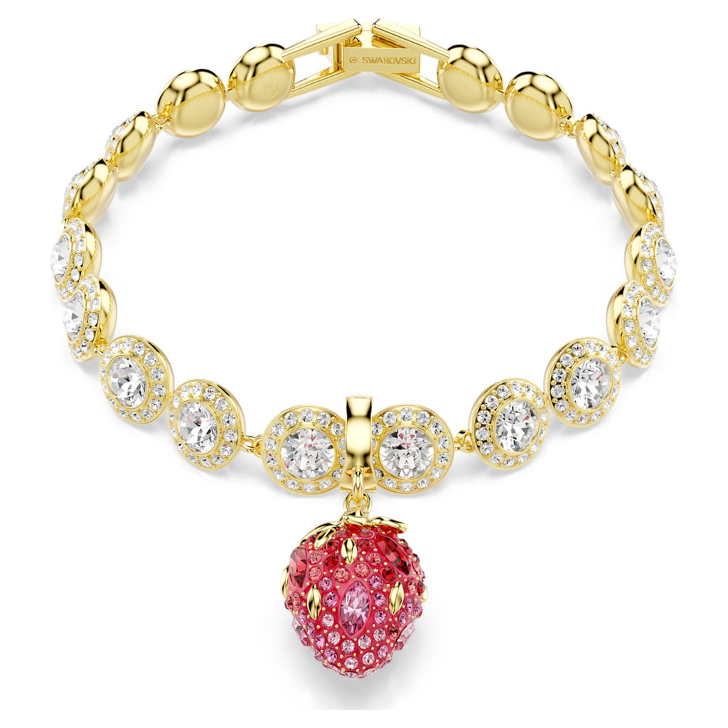 Swarovski Idyllia charm Mixed cuts, Strawberry, Red, 18K gold finish