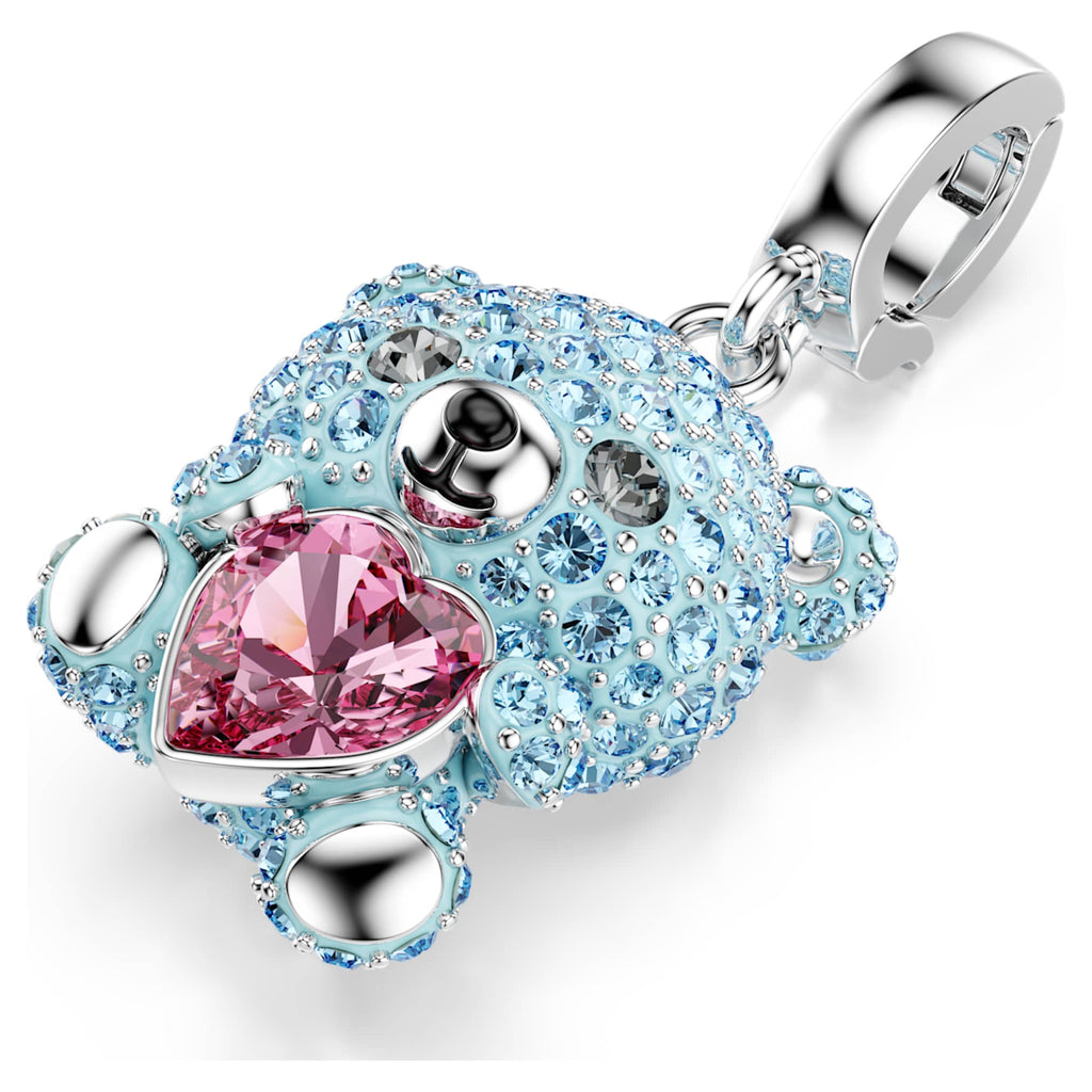Swarovski Idyllia charm Mixed cuts, Teddy, Blue, Rhodium plated