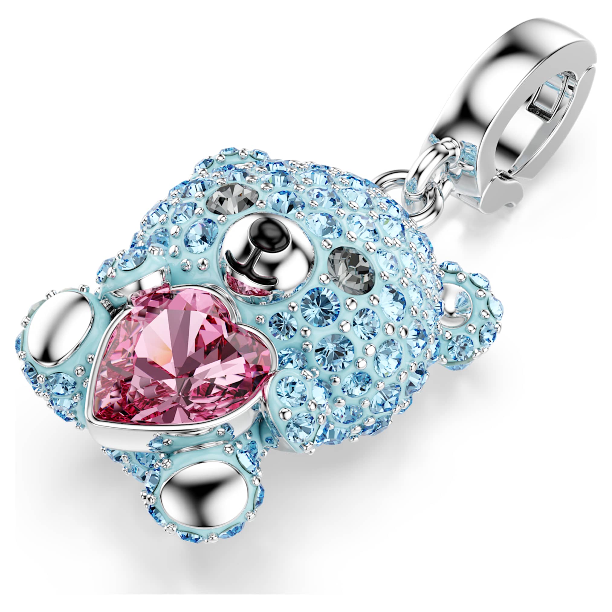 Swarovski Idyllia charm Mixed cuts, Teddy, Blue, Rhodium plated