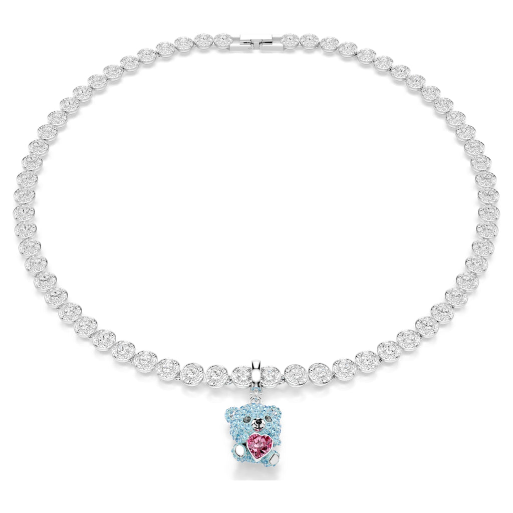 Swarovski Idyllia charm Mixed cuts, Teddy, Blue, Rhodium plated