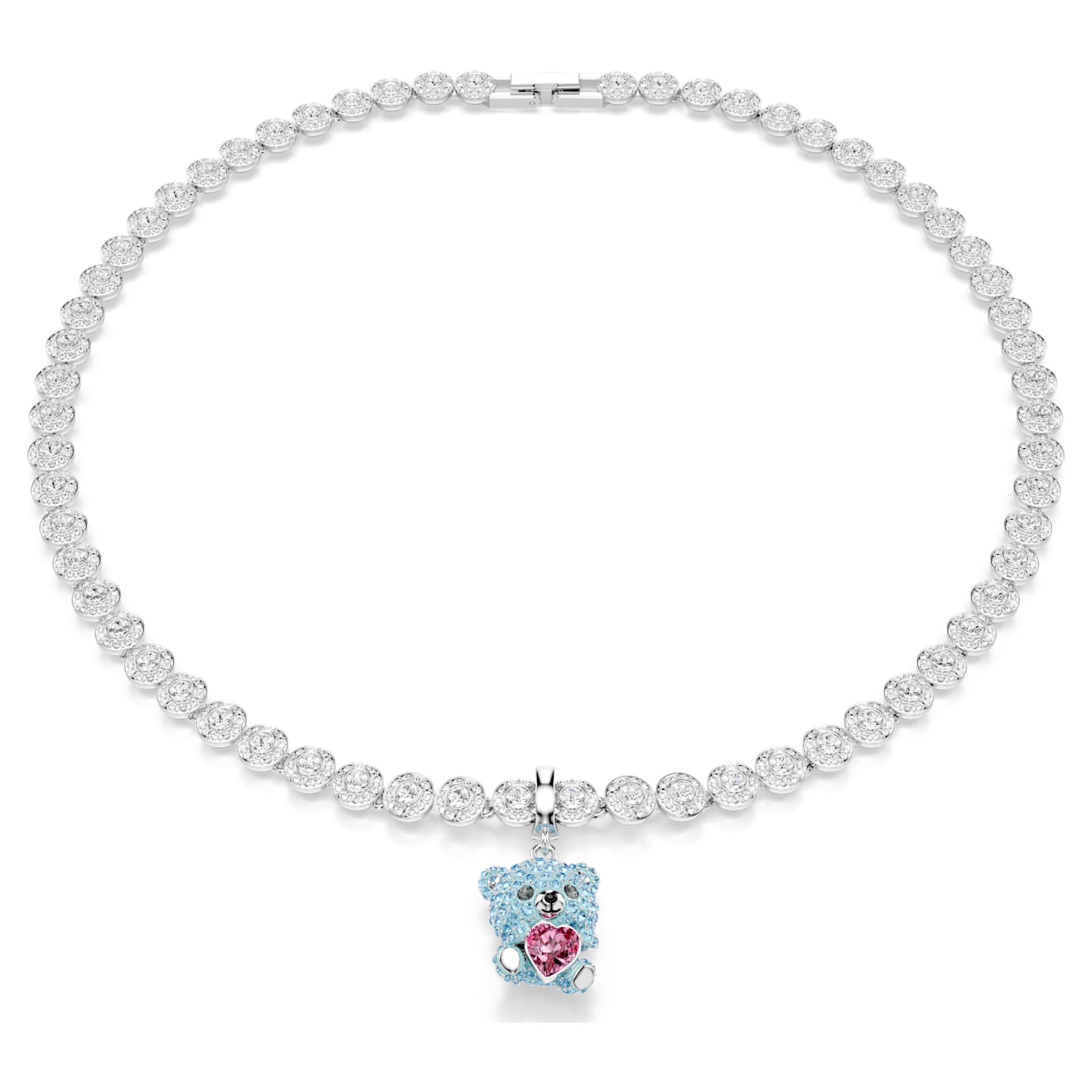 Swarovski Idyllia charm Mixed cuts, Teddy, Blue, Rhodium plated