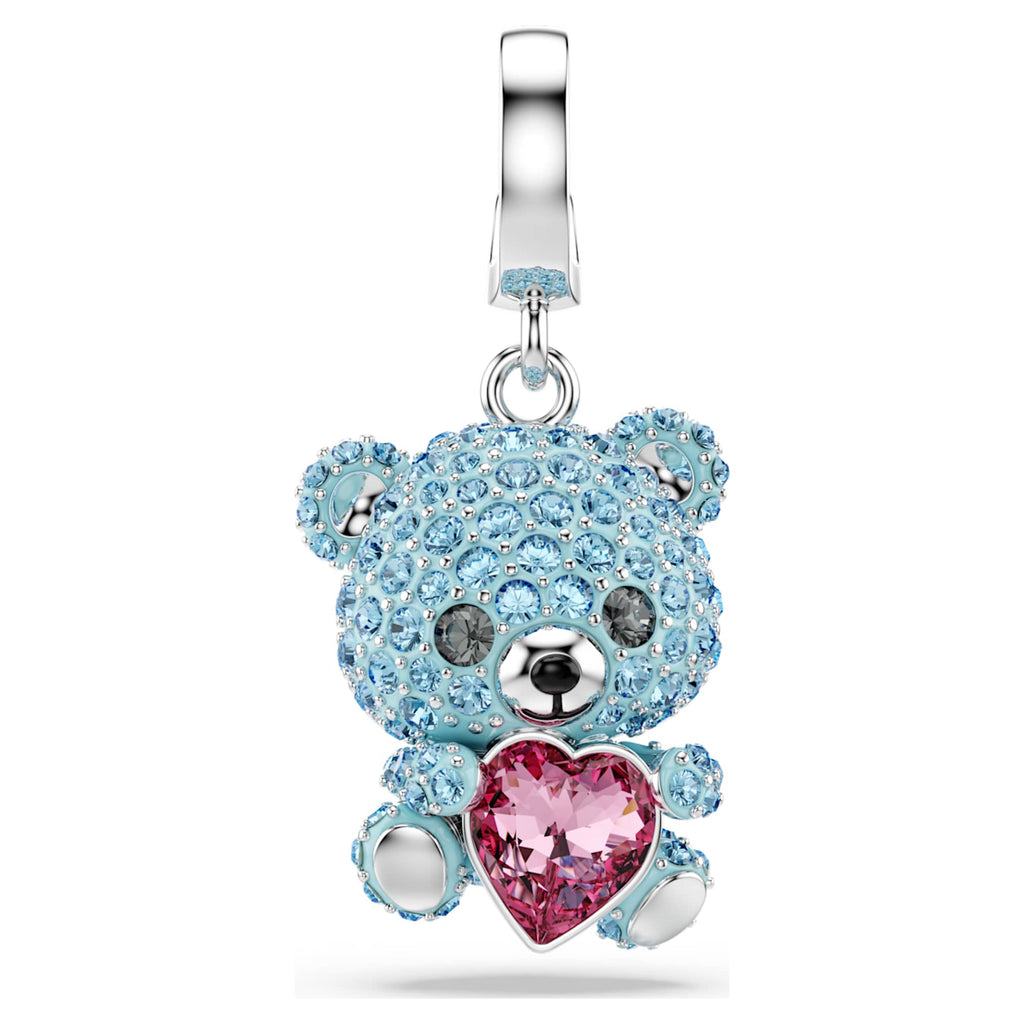 Swarovski Idyllia charm Mixed cuts, Teddy, Blue, Rhodium plated