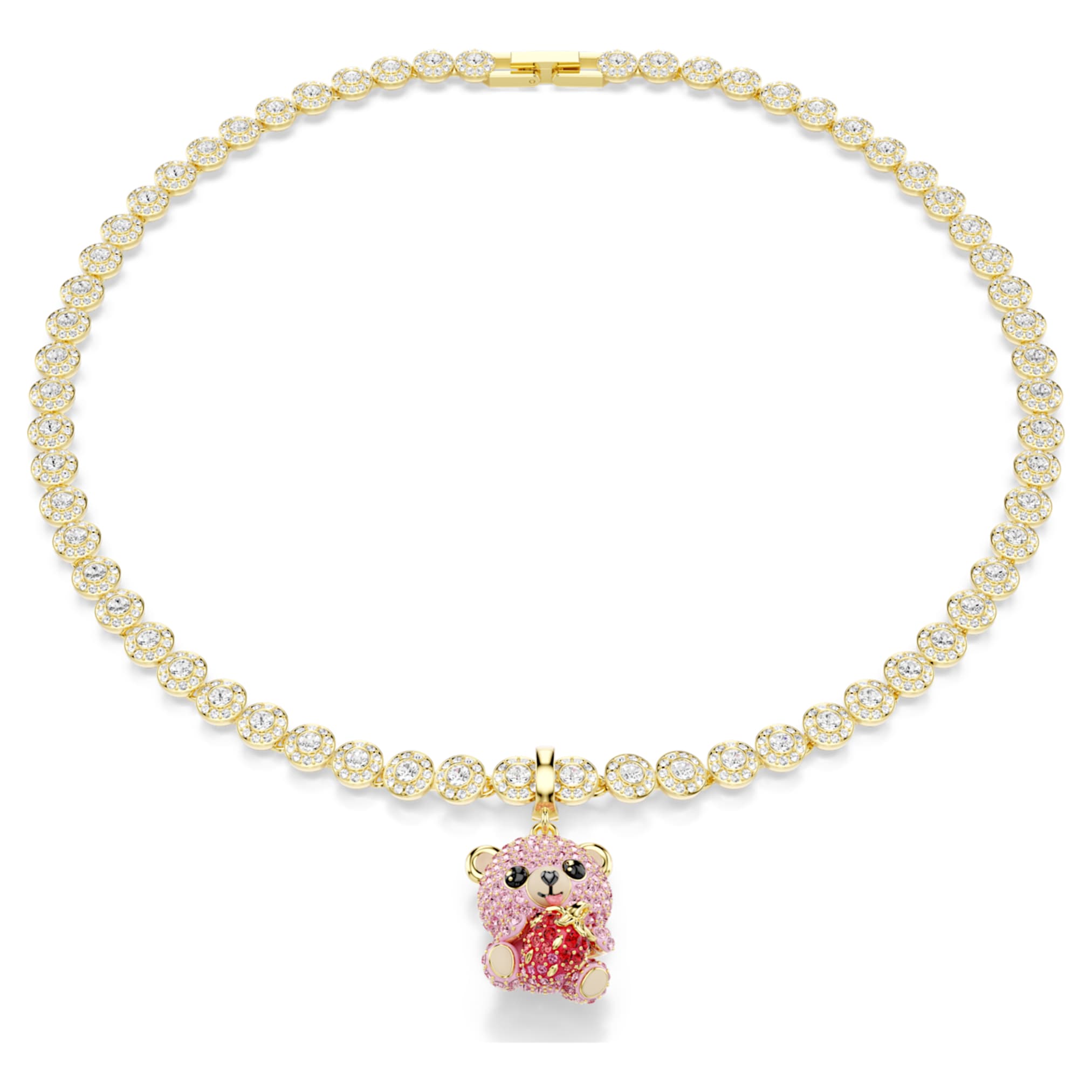 Swarovski Idyllia charm Mixed cuts, Teddy, Pink, 18K gold finish