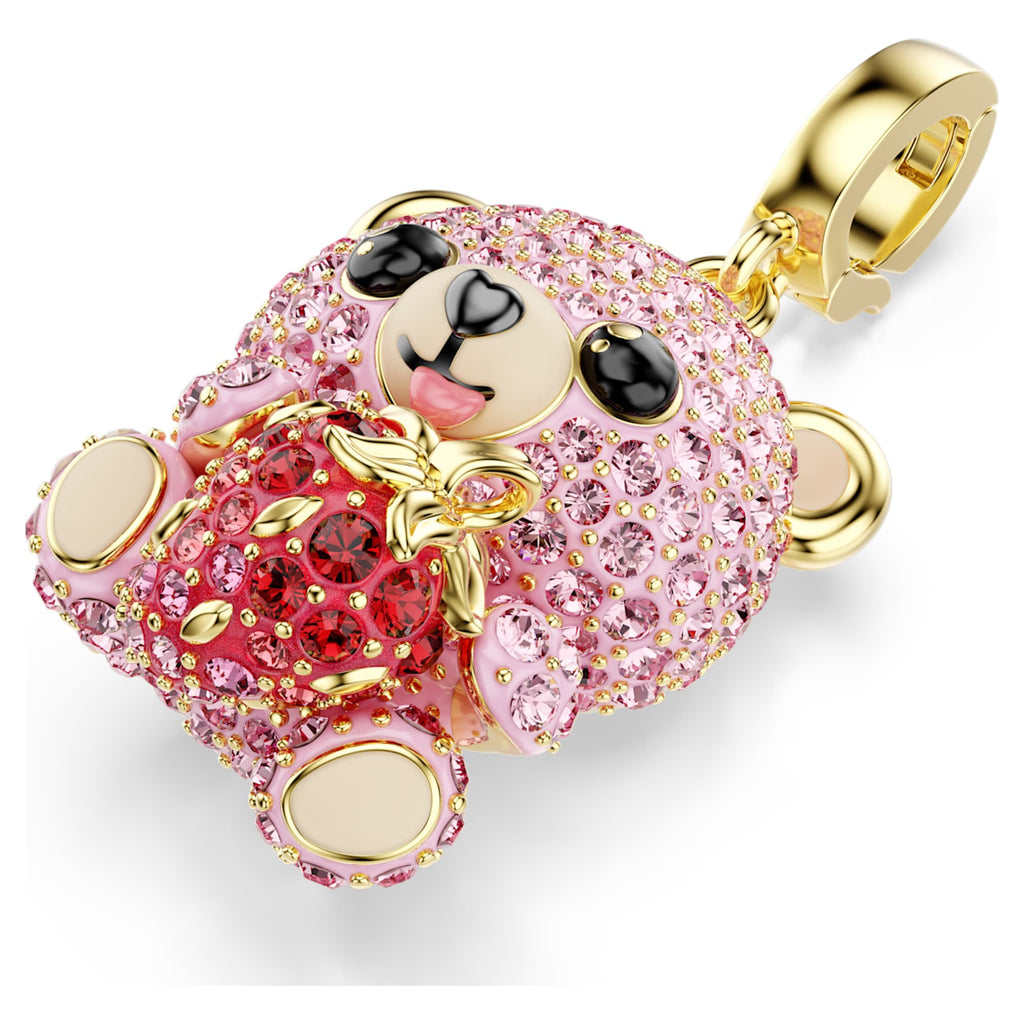 Swarovski Idyllia charm Mixed cuts, Teddy, Pink, 18K gold finish
