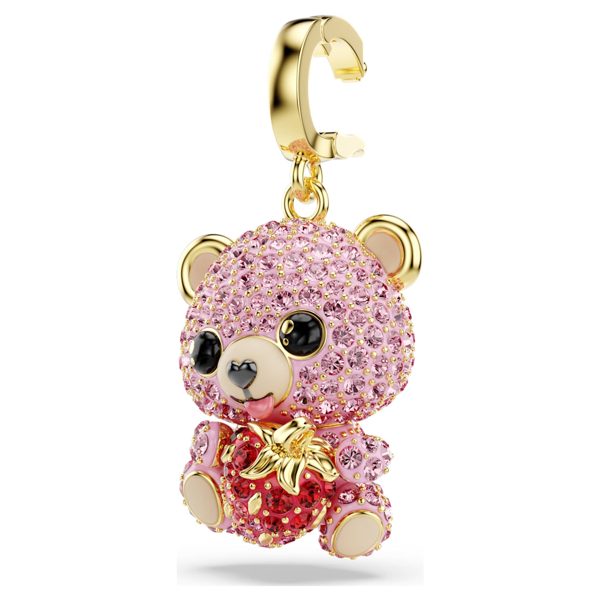 Swarovski Idyllia charm Mixed cuts, Teddy, Pink, 18K gold finish