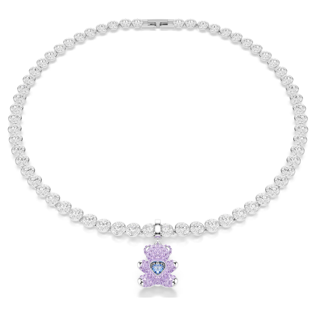 Swarovski Idyllia charm Mixed cuts, Teddy, Purple, Rhodium plated