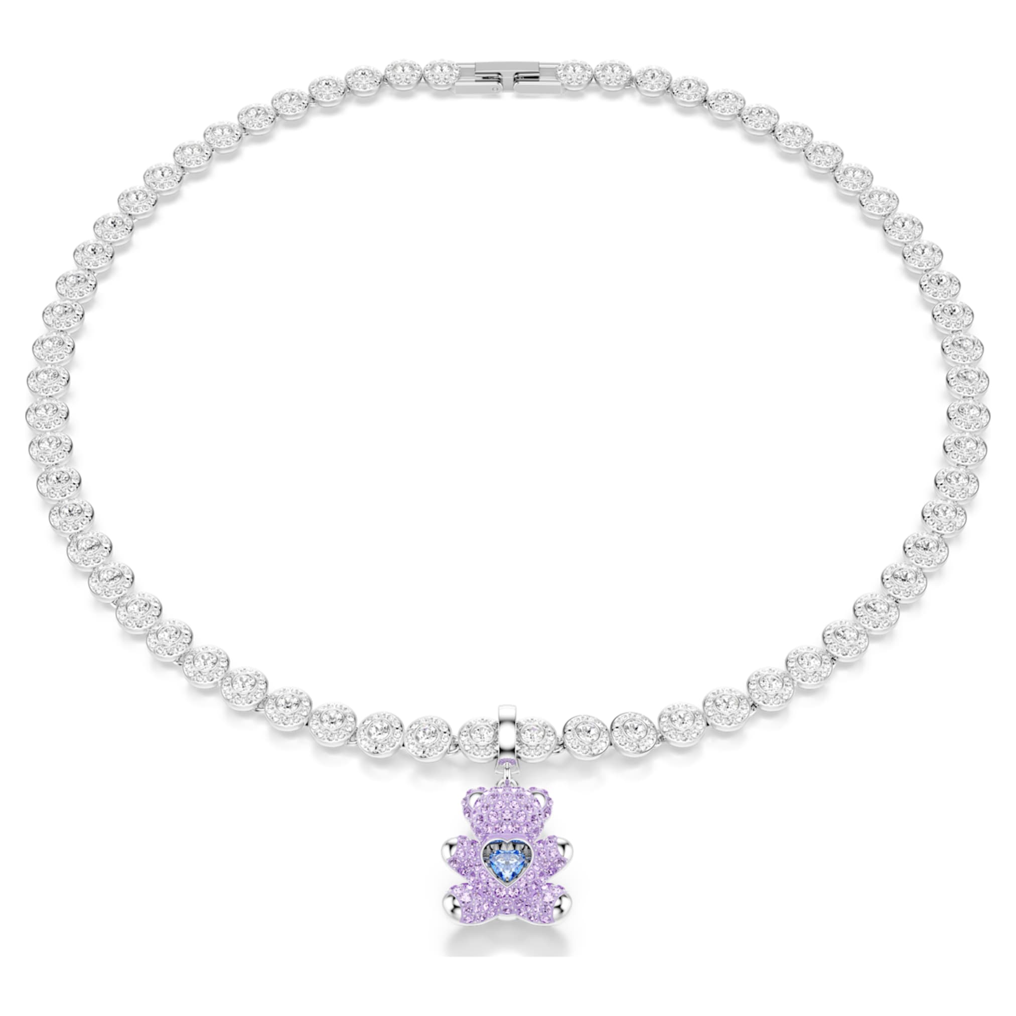 Swarovski Idyllia charm Mixed cuts, Teddy, Purple, Rhodium plated