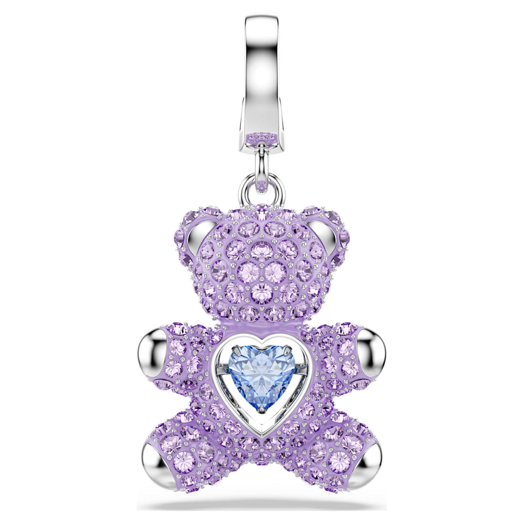 Swarovski Idyllia charm Mixed cuts, Teddy, Purple, Rhodium plated
