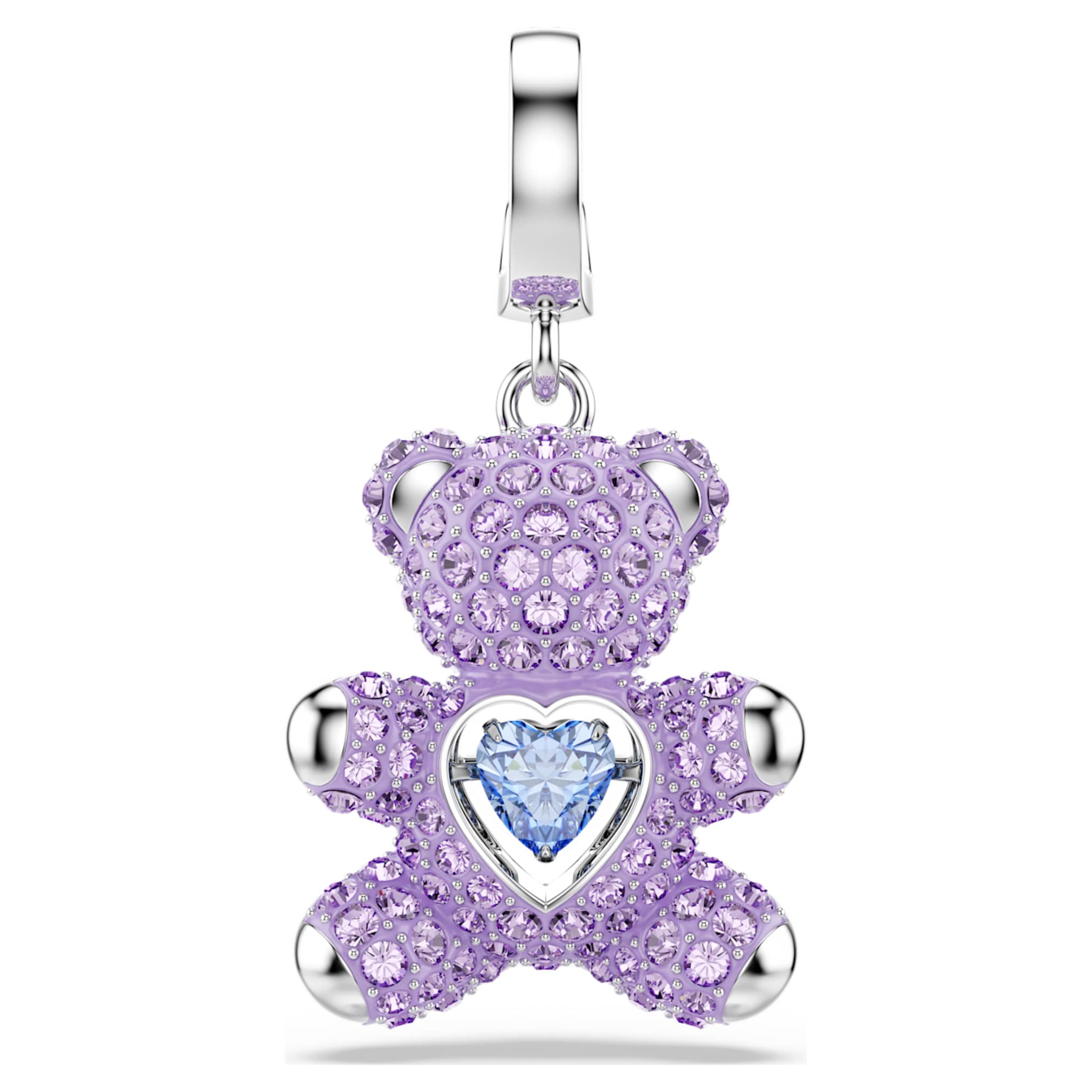 Swarovski Idyllia charm Mixed cuts, Teddy, Purple, Rhodium plated