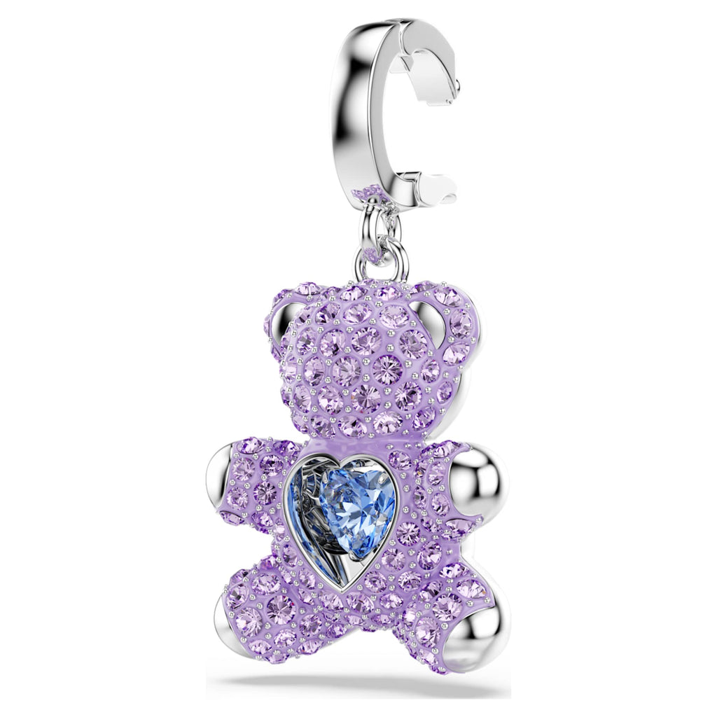 Swarovski Idyllia charm Mixed cuts, Teddy, Purple, Rhodium plated