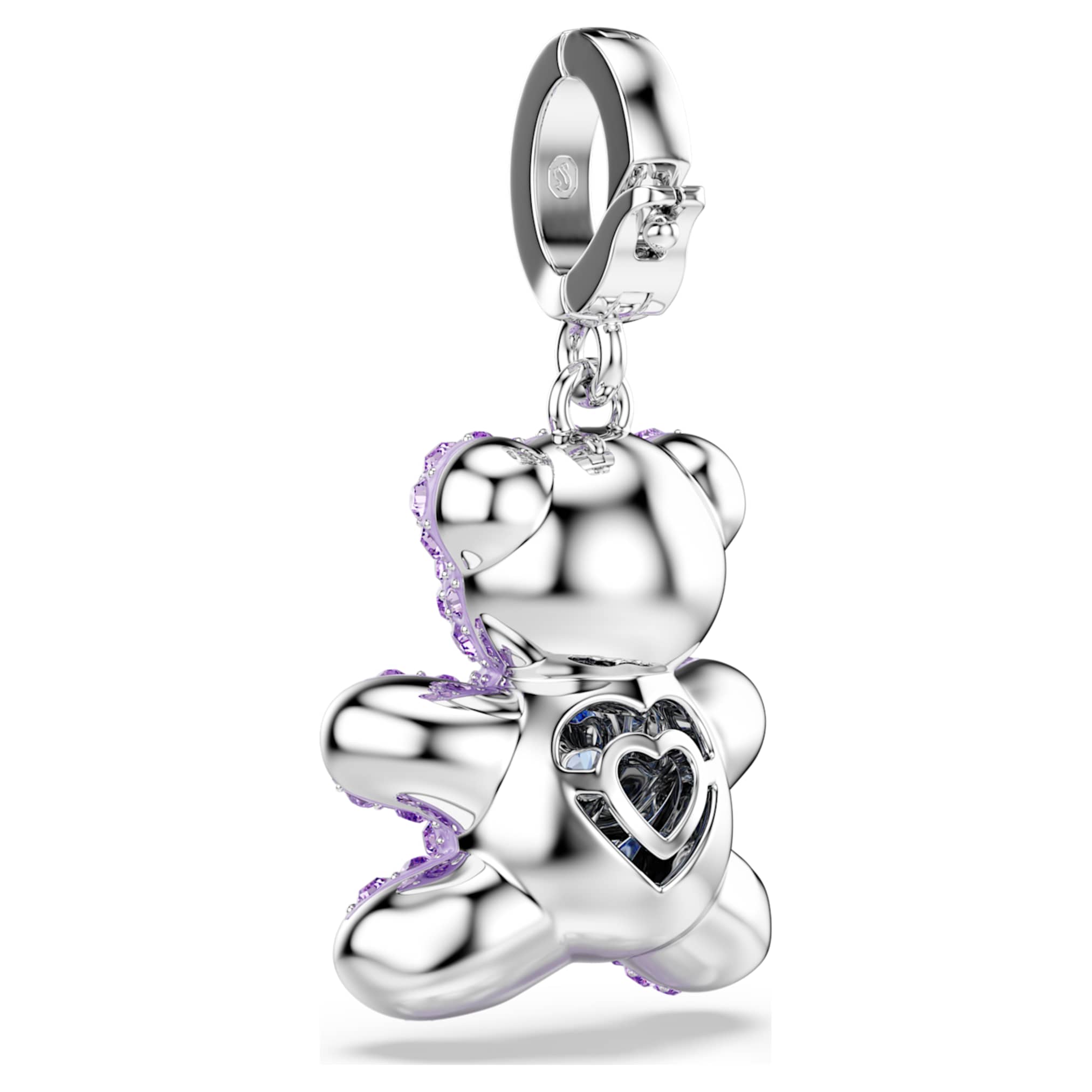 Swarovski Idyllia charm Mixed cuts, Teddy, Purple, Rhodium plated
