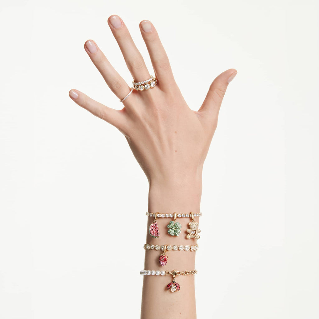 Swarovski Idyllia charm Mixed cuts, Watermelon, Multicolored, 18K gold finish