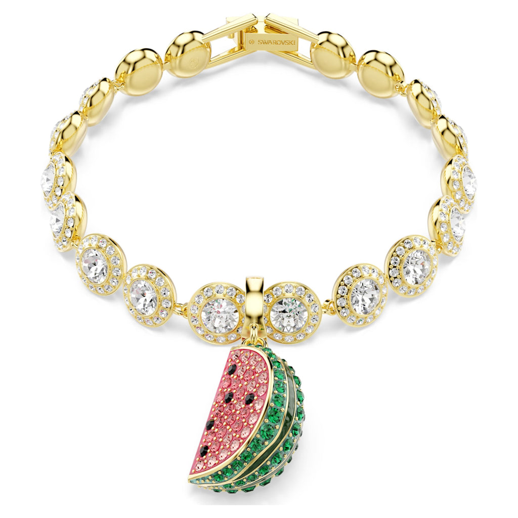 Swarovski Idyllia charm Mixed cuts, Watermelon, Multicolored, 18K gold finish