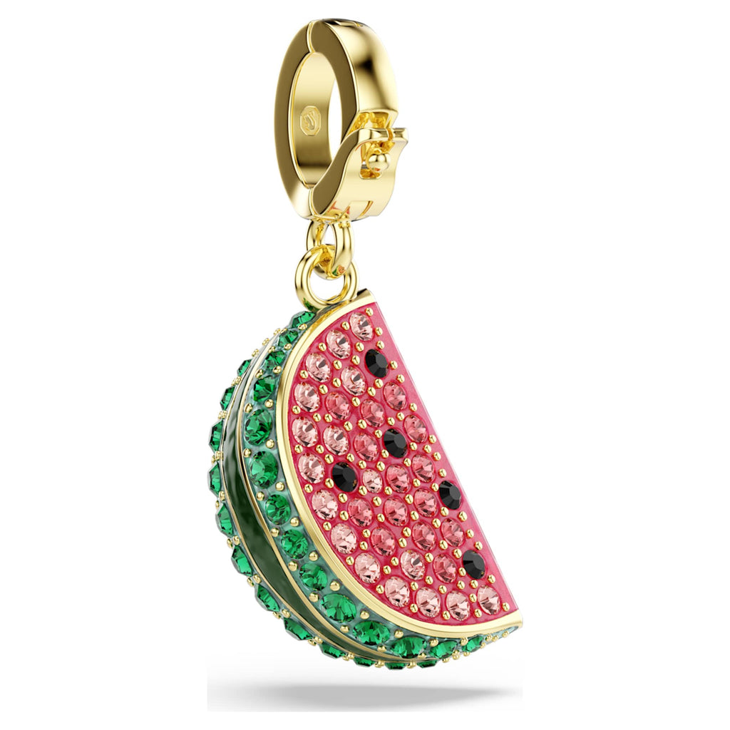 Swarovski Idyllia charm Mixed cuts, Watermelon, Multicolored, 18K gold finish