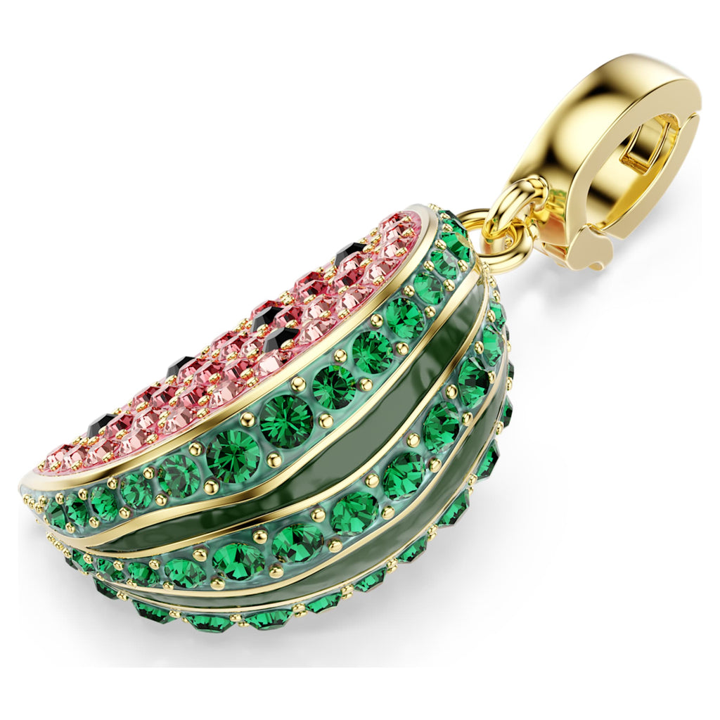 Swarovski Idyllia charm Mixed cuts, Watermelon, Multicolored, 18K gold finish