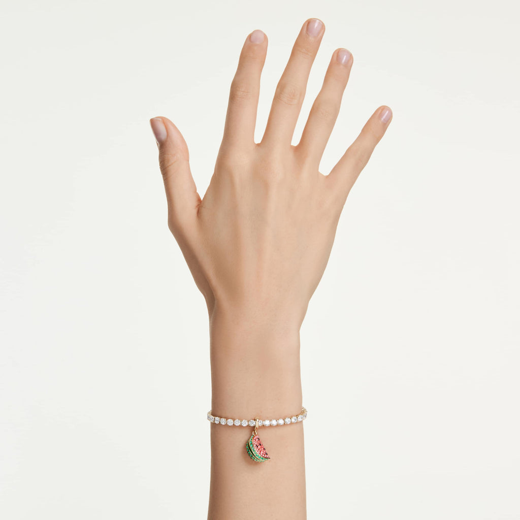Swarovski Idyllia charm Mixed cuts, Watermelon, Multicolored, 18K gold finish