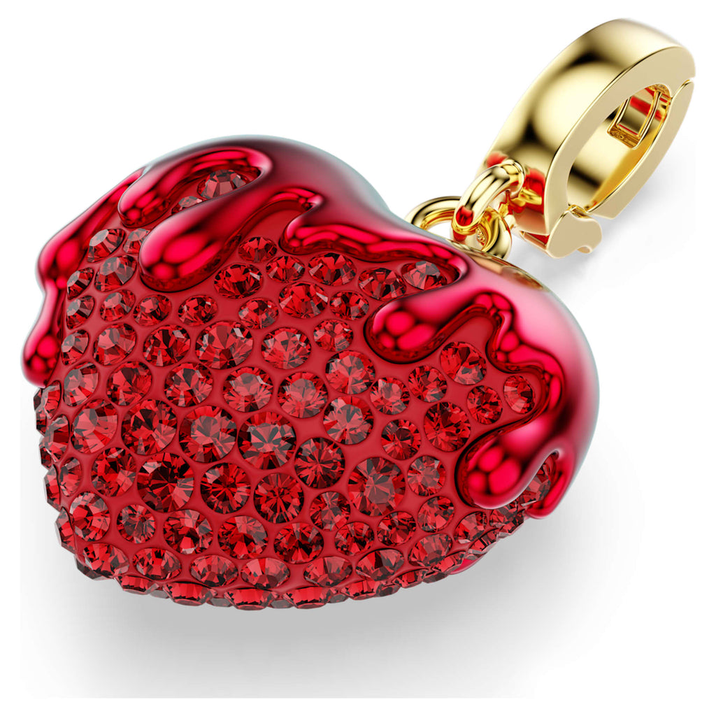 Swarovski Idyllia charm Round cut, Heart, Red, 18K gold finish