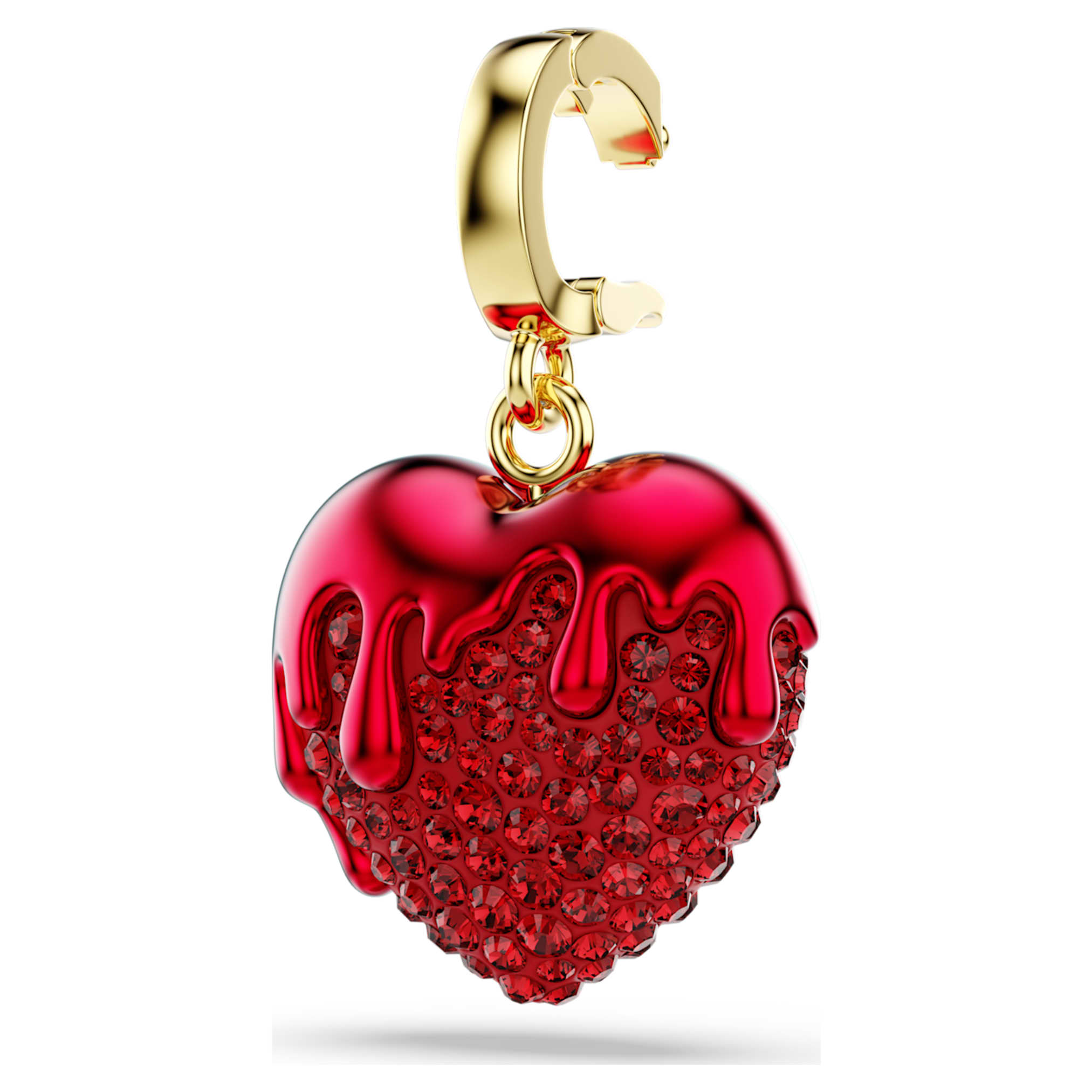 Swarovski Idyllia charm Round cut, Heart, Red, 18K gold finish
