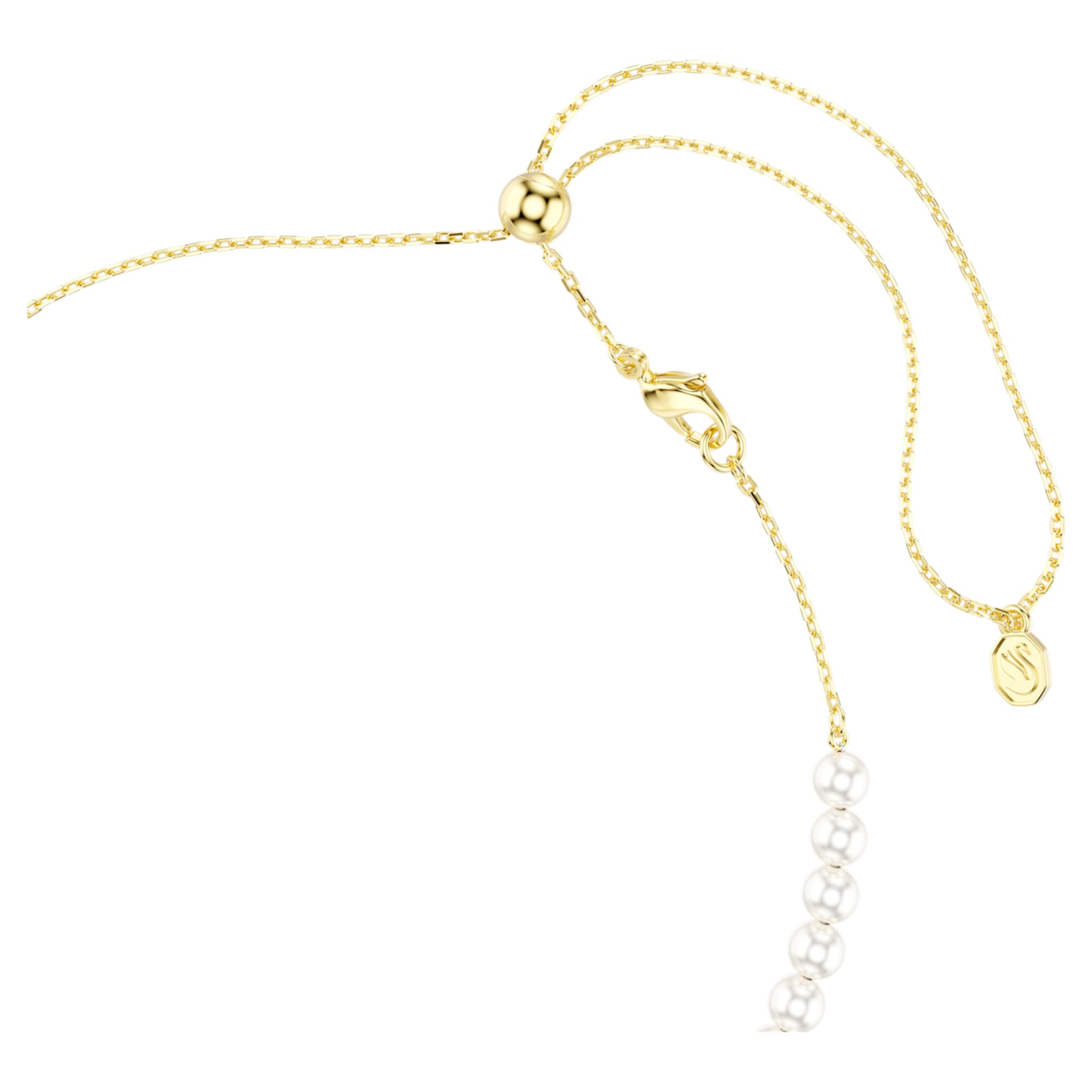 Swarovski Idyllia choker Crystal pearl, Mixed cuts, Bee, White, 18K gold finish