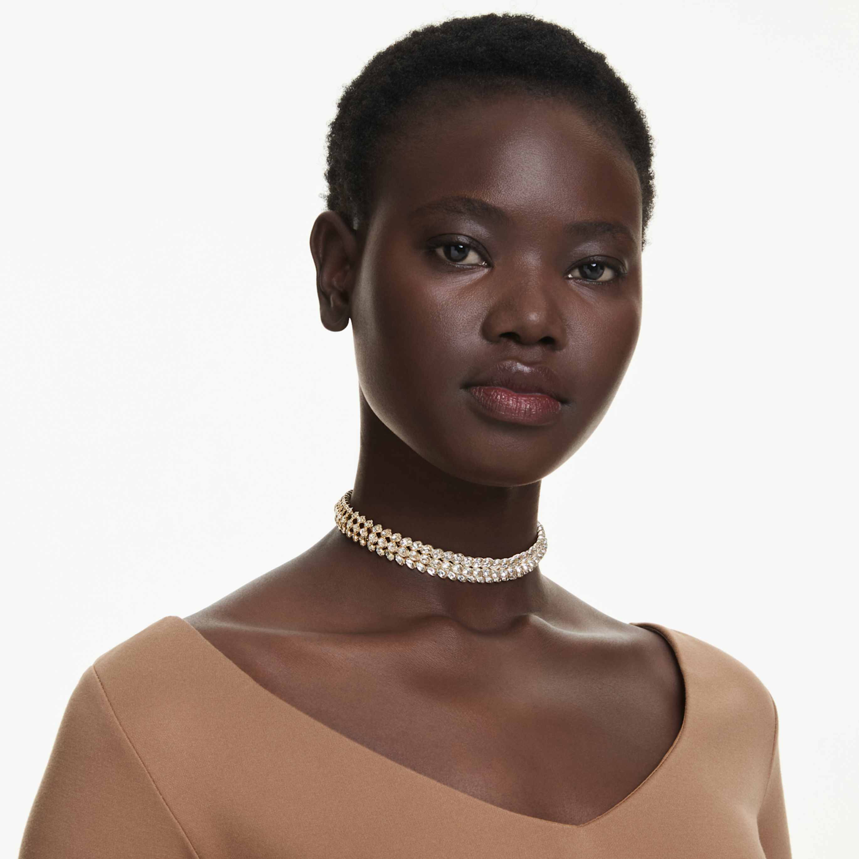 Swarovski Idyllia choker Oval cut, White, 18K gold finish
