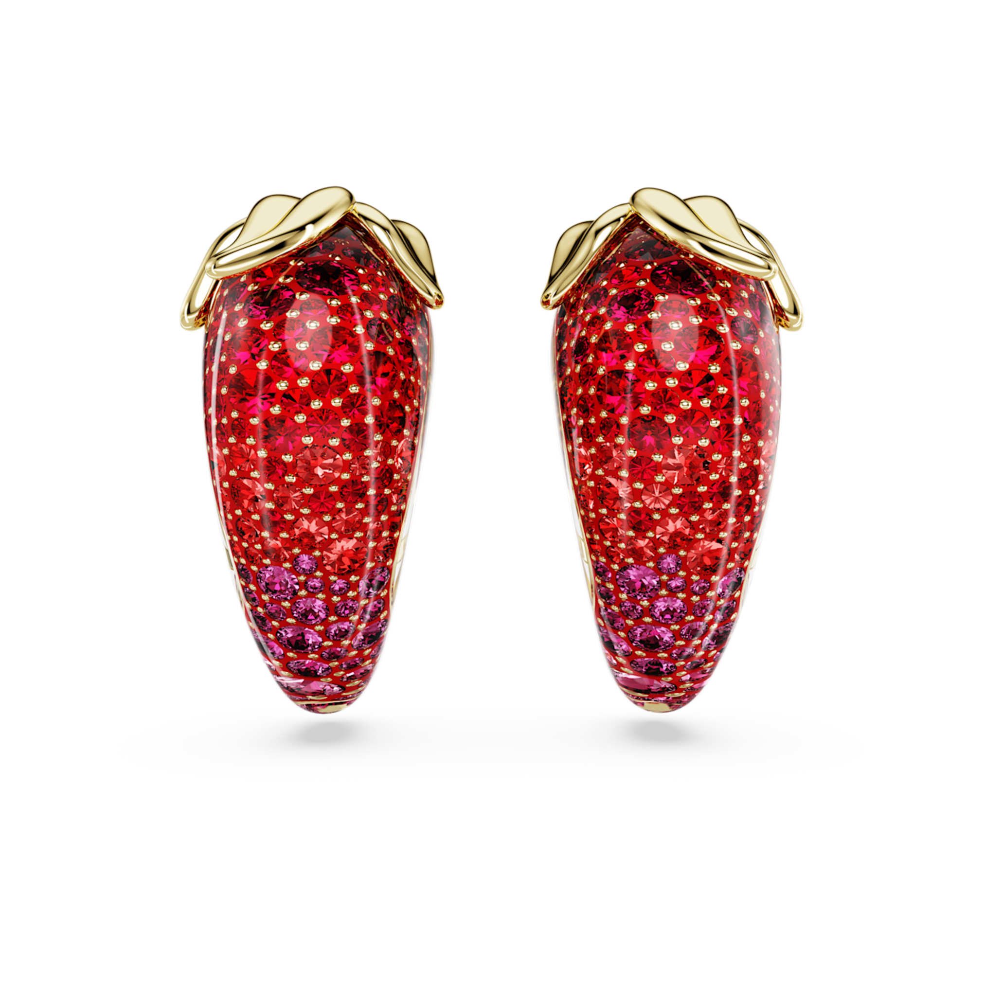 Swarovski Idyllia clip earrings Red, 18K gold finish
