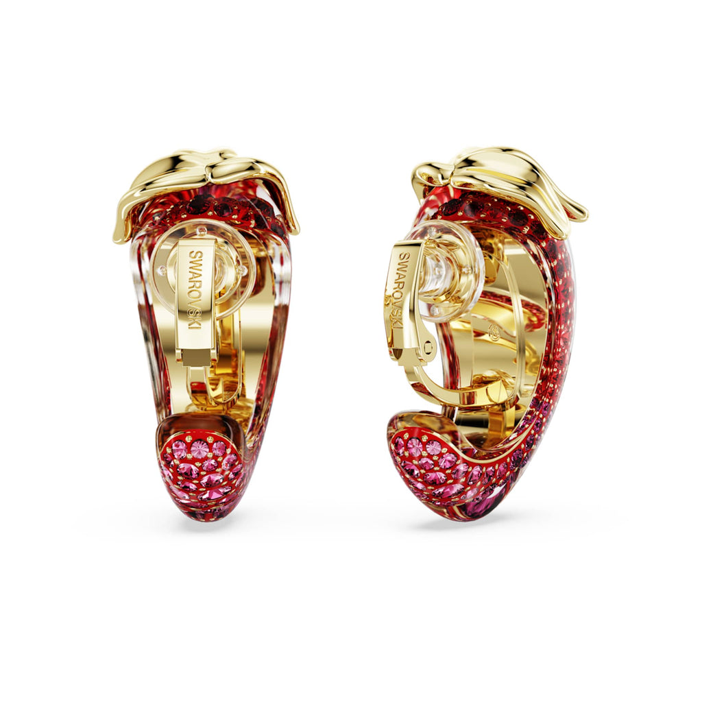 Swarovski Idyllia clip earrings Red, 18K gold finish