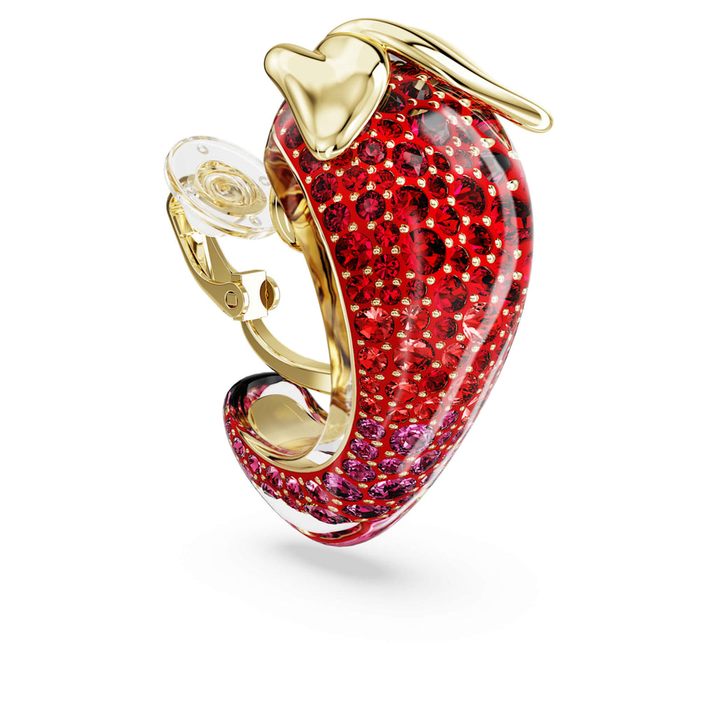 Swarovski Idyllia clip earrings Red, 18K gold finish
