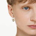 Swarovski Idyllia drop earrings Crystal pearl, Mixed cuts, Bee, Multicolored, 18K gold finish