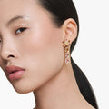 Swarovski Idyllia drop earrings Mixed cuts, Flower, Multicolored, 18K gold finish