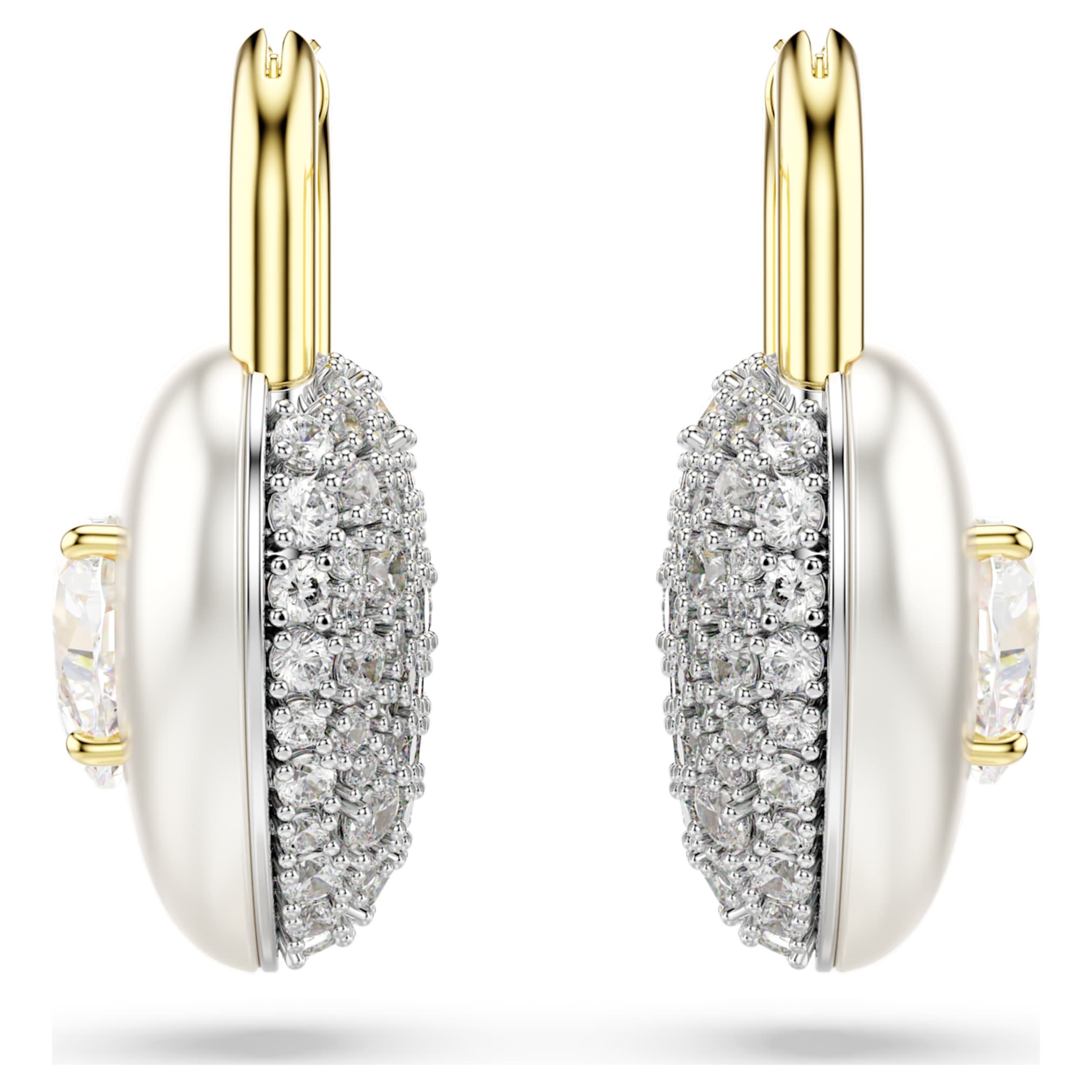 Swarovski Idyllia drop earrings Mixed cuts, Heart, White, 18K gold finish