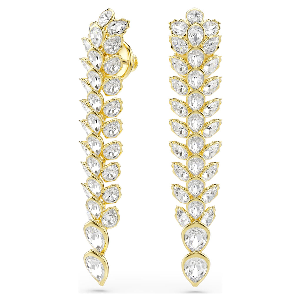 Swarovski Idyllia drop earrings Mixed cuts, Long, White, 18K gold finish