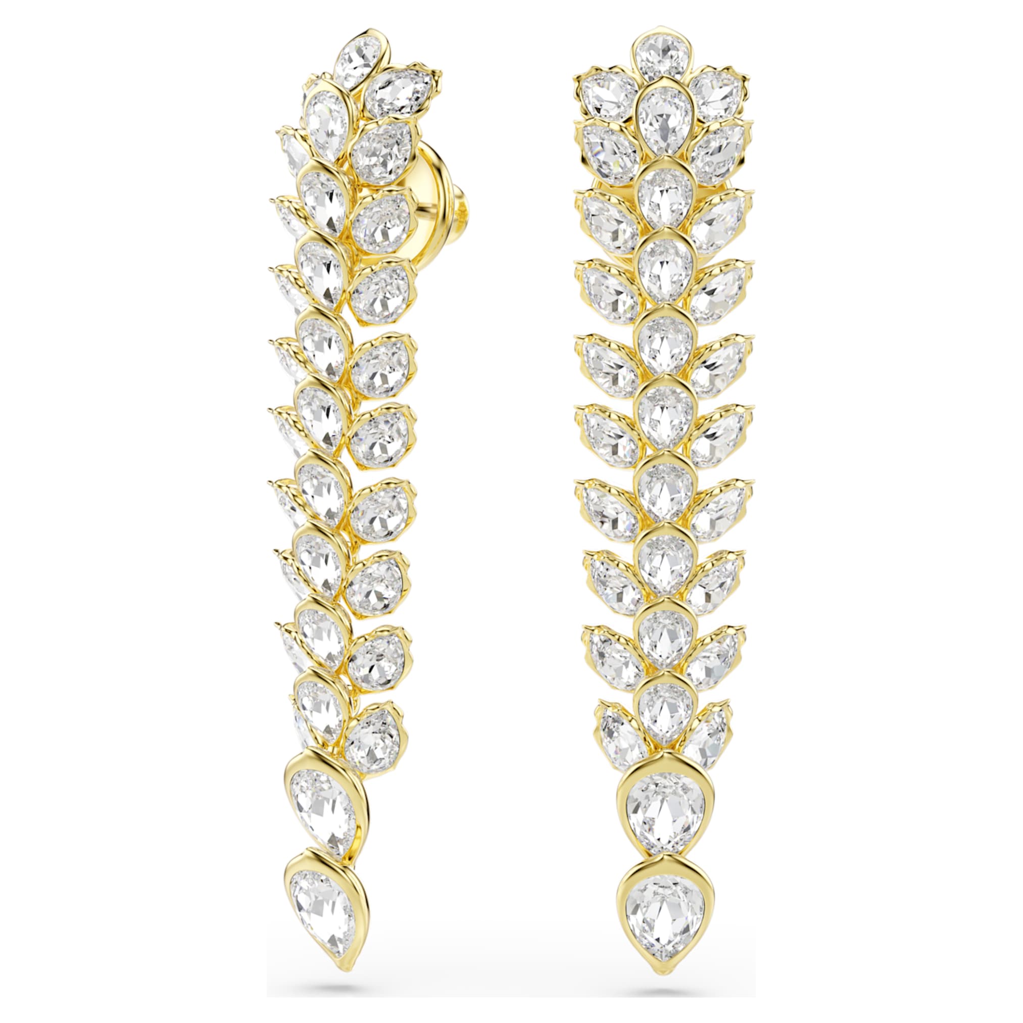 Swarovski Idyllia drop earrings Mixed cuts, Long, White, 18K gold finish
