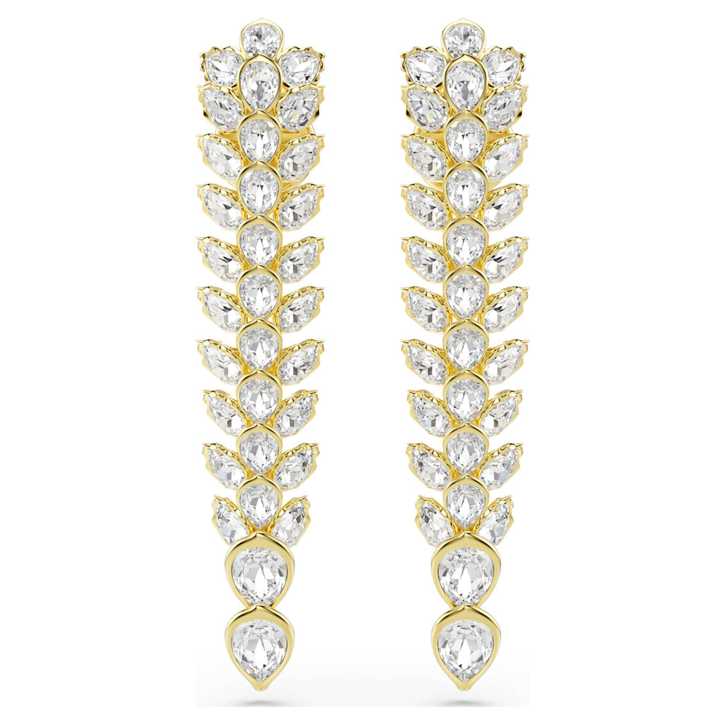 Swarovski Idyllia drop earrings Mixed cuts, Long, White, 18K gold finish