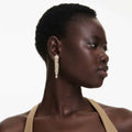 Swarovski Idyllia drop earrings Mixed cuts, Long, White, 18K gold finish
