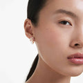 Swarovski Idyllia earring jackets Crystal pearl, Mixed cuts, Flower, Multicolored, 18K rose gold finish