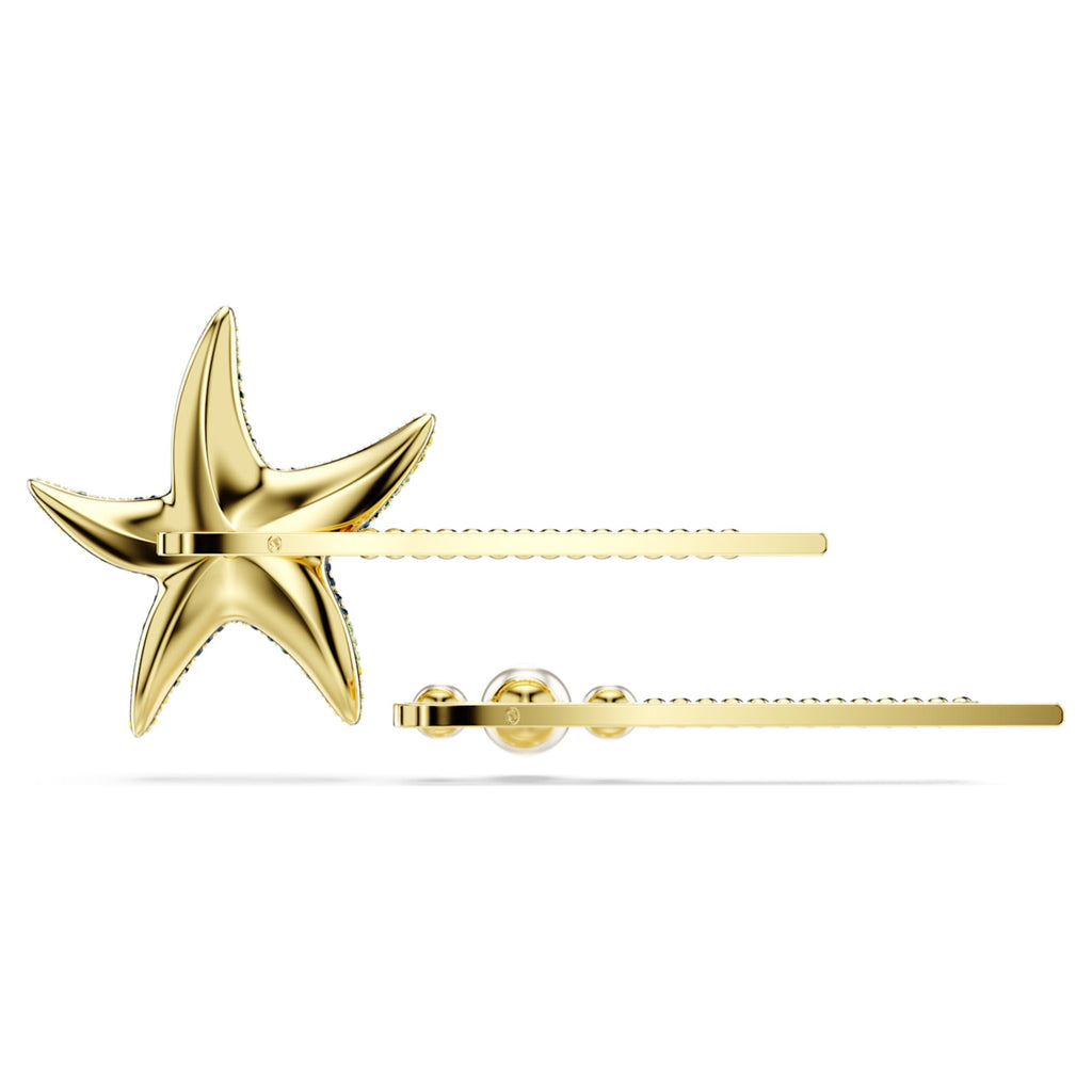 Swarovski Idyllia hair pin Set (2), Crystal pearls, Starfish, Multicolored, Gold-tone plated