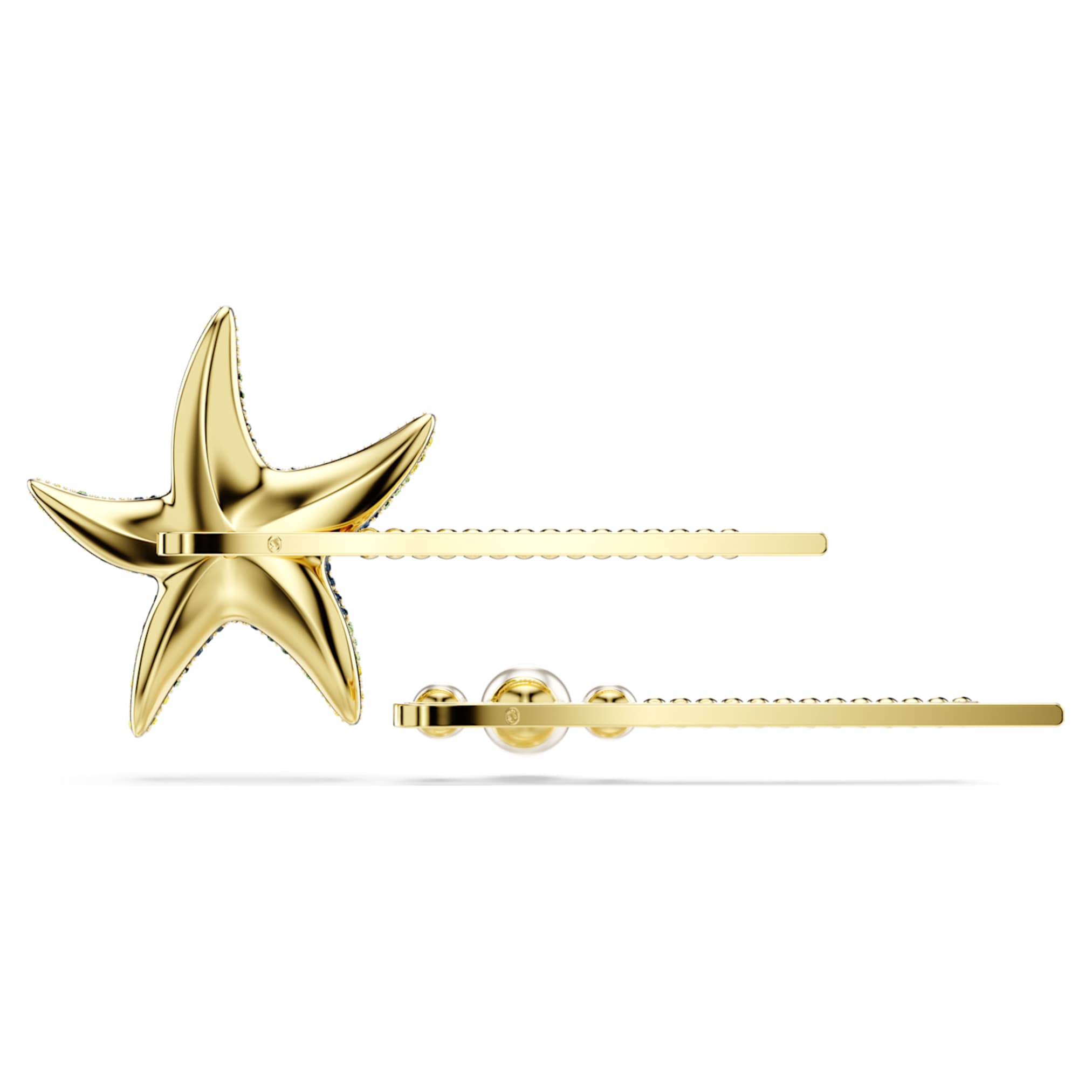 Swarovski Idyllia hair pin Set (2), Crystal pearls, Starfish, Multicolored, Gold-tone plated