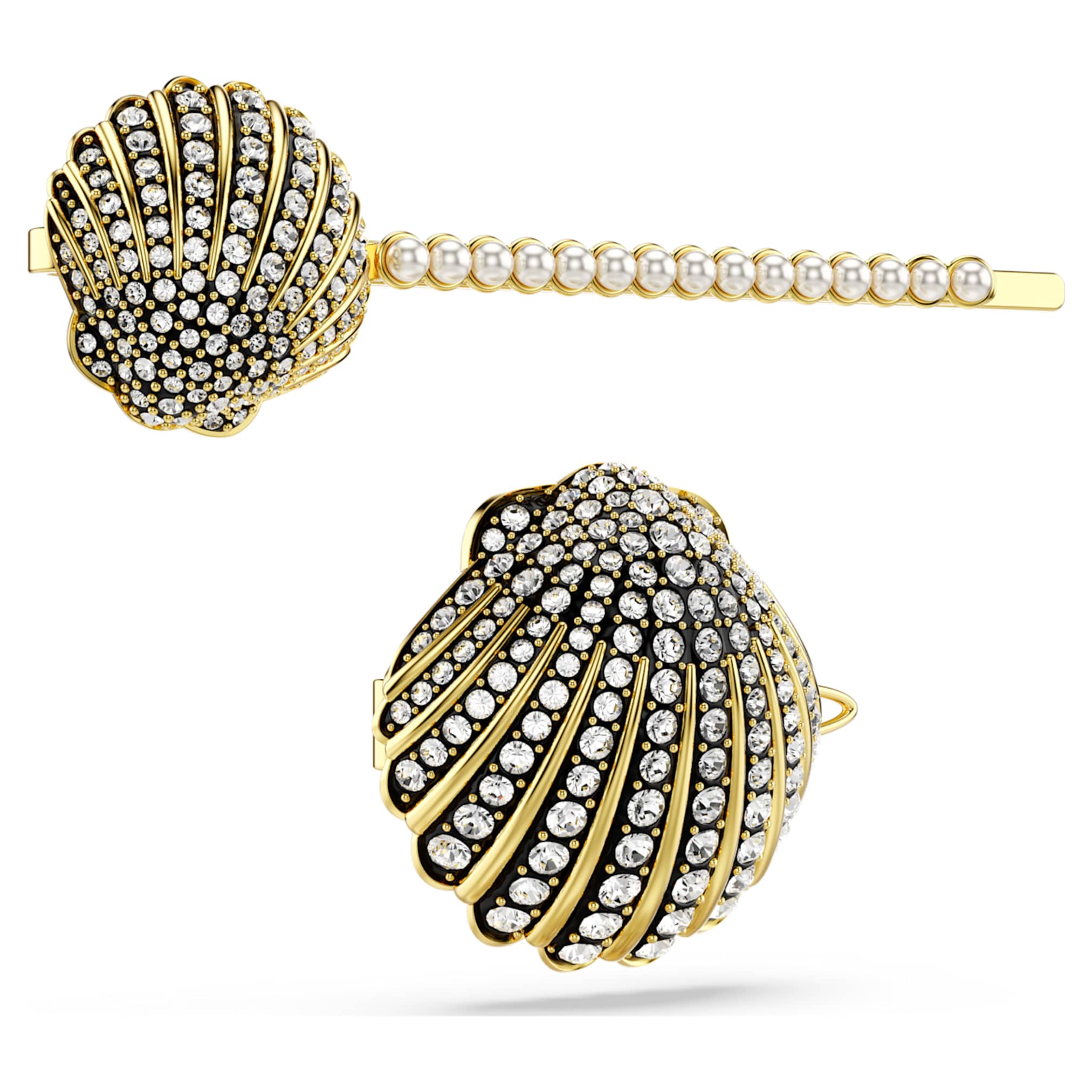 Swarovski Idyllia hair pin Set (2), Shell, White, Mixed metal finish