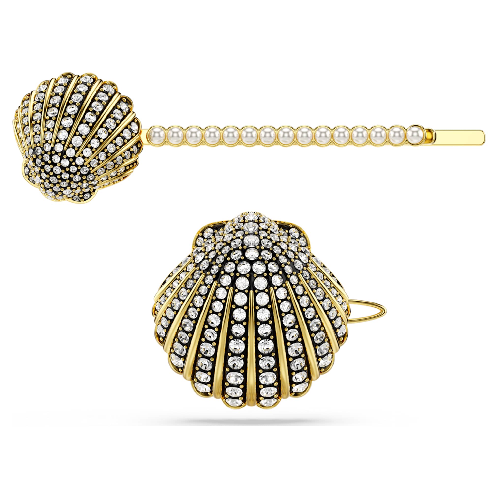 Swarovski Idyllia hair pin Set (2), Shell, White, Mixed metal finish