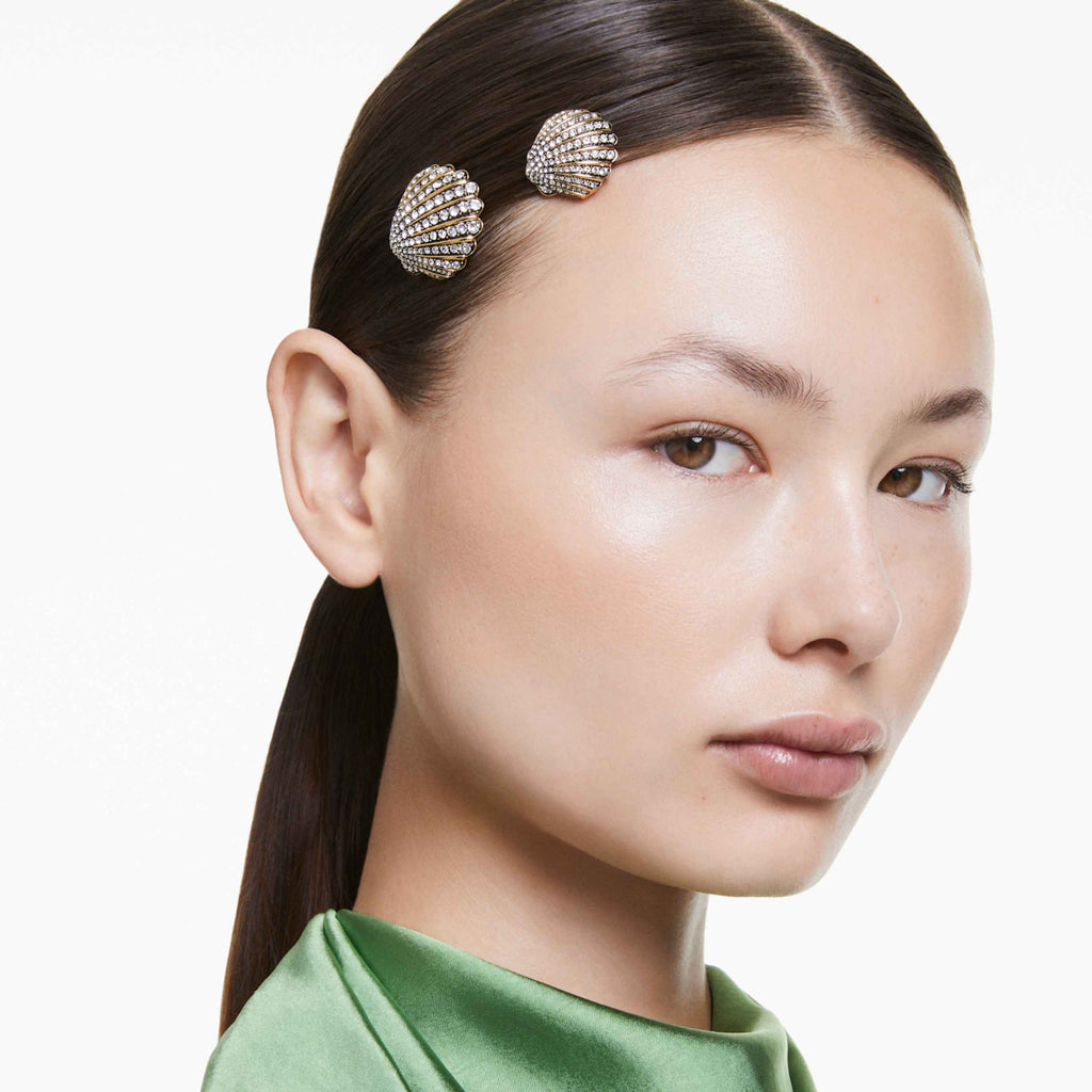 Swarovski Idyllia hair pin Set (2), Shell, White, Mixed metal finish