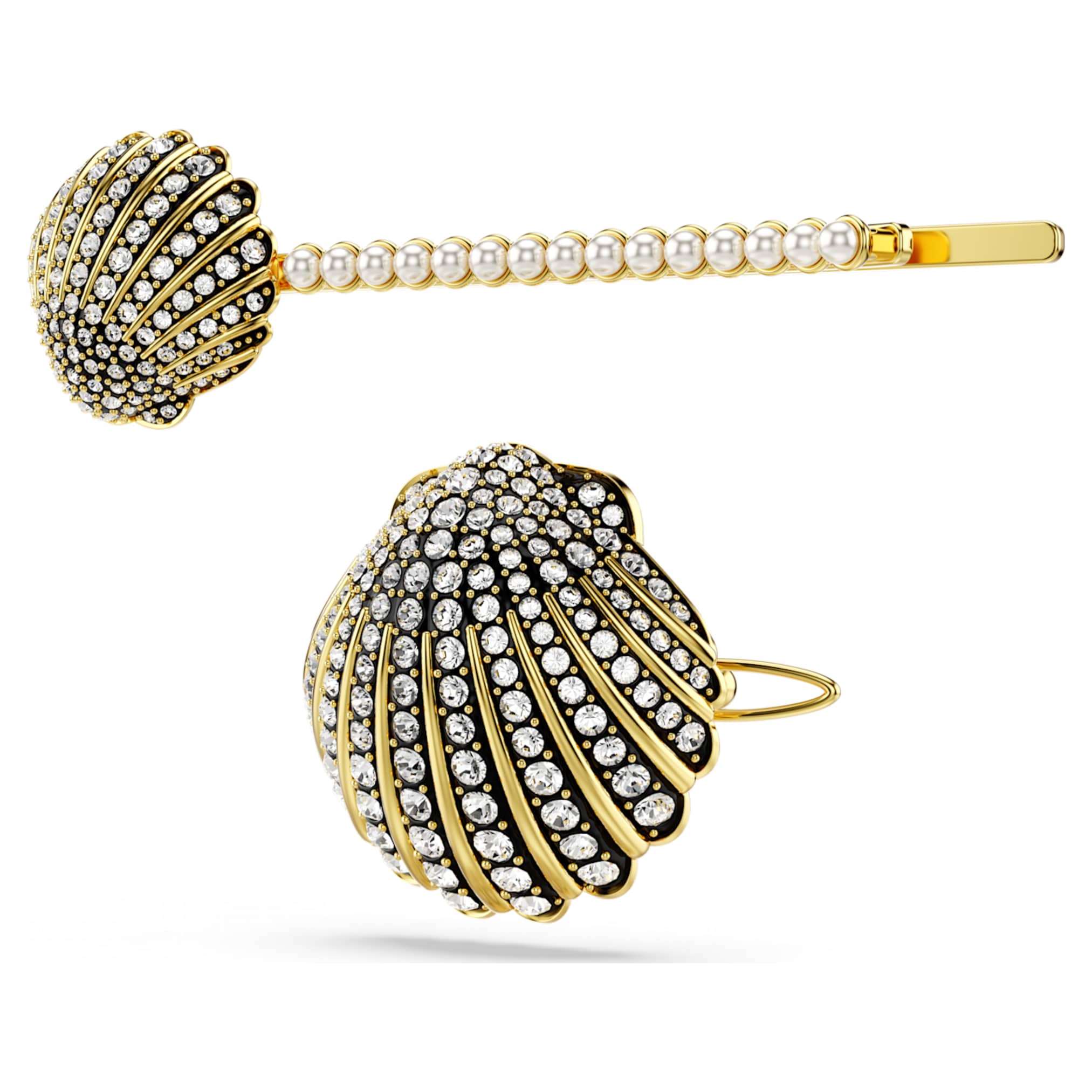 Swarovski Idyllia hair pin Set (2), Shell, White, Mixed metal finish