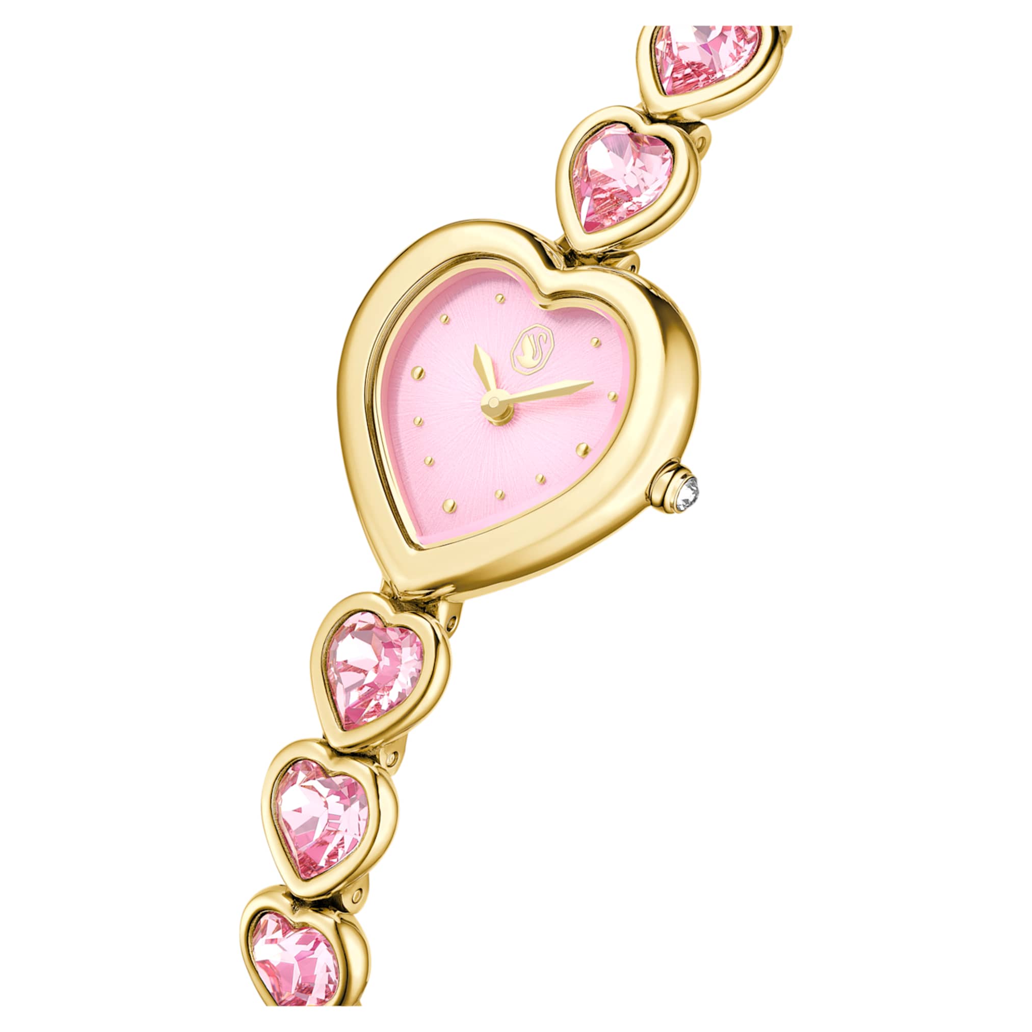 Swarovski Idyllia Heart watch Crystal bracelet, Pink, Gold-tone finish