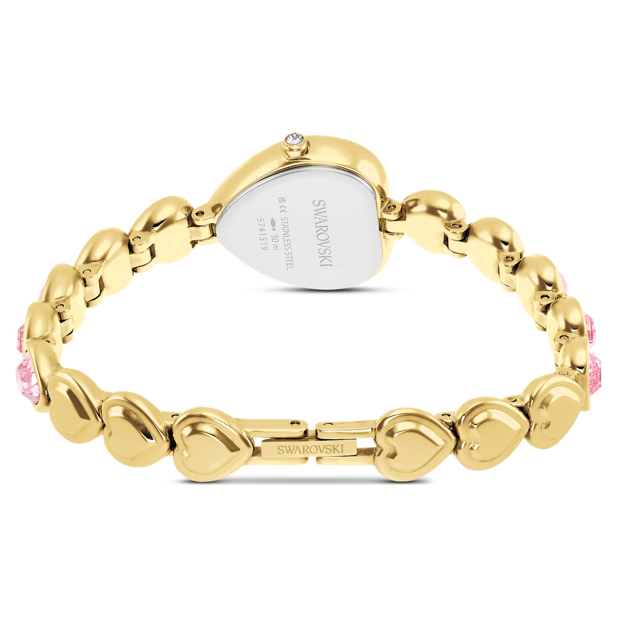 Swarovski Idyllia Heart watch Crystal bracelet, Pink, Gold-tone finish